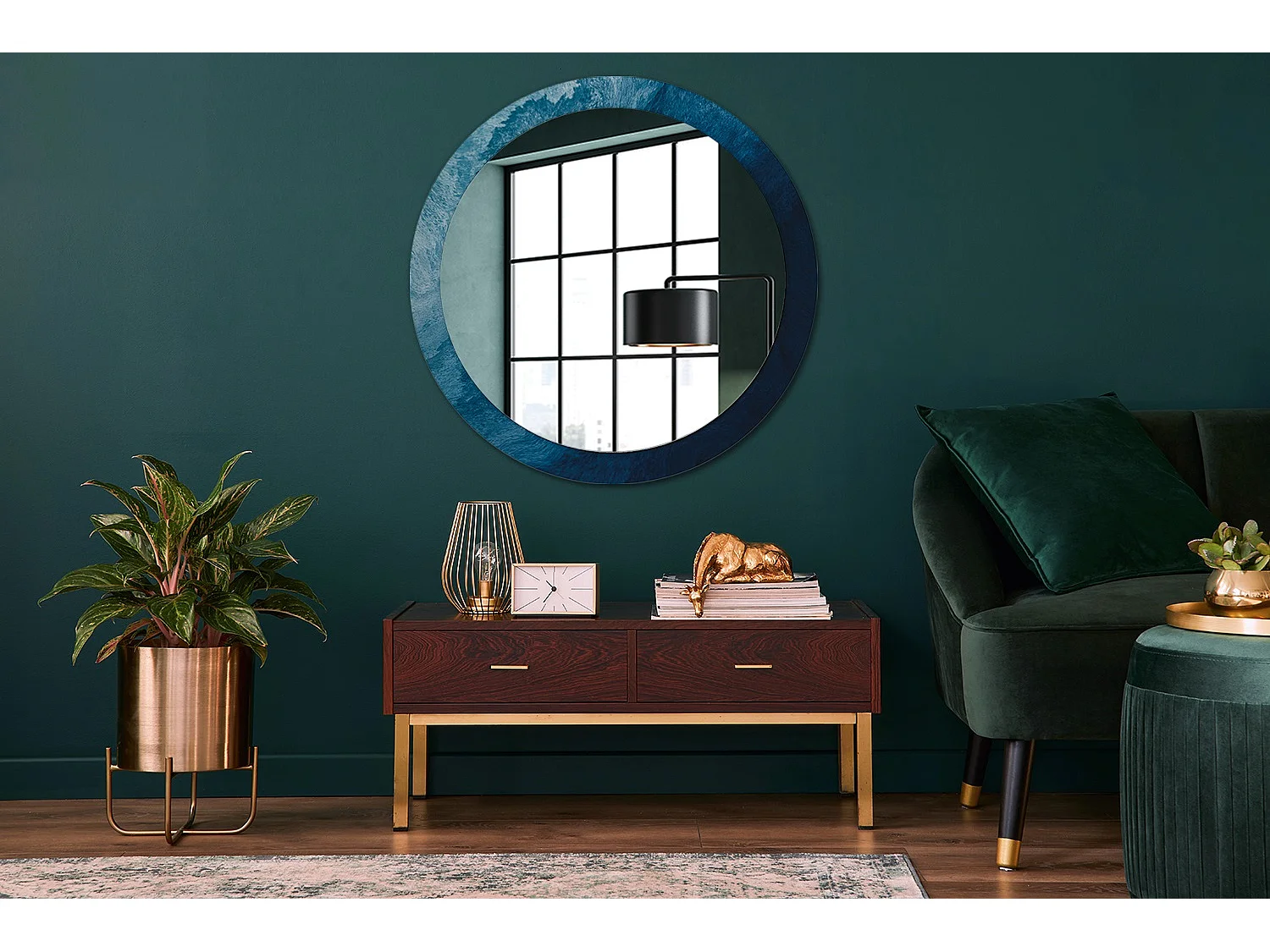 Dekorativer runder Spiegel - Abstrakte Kunst - 90 cm