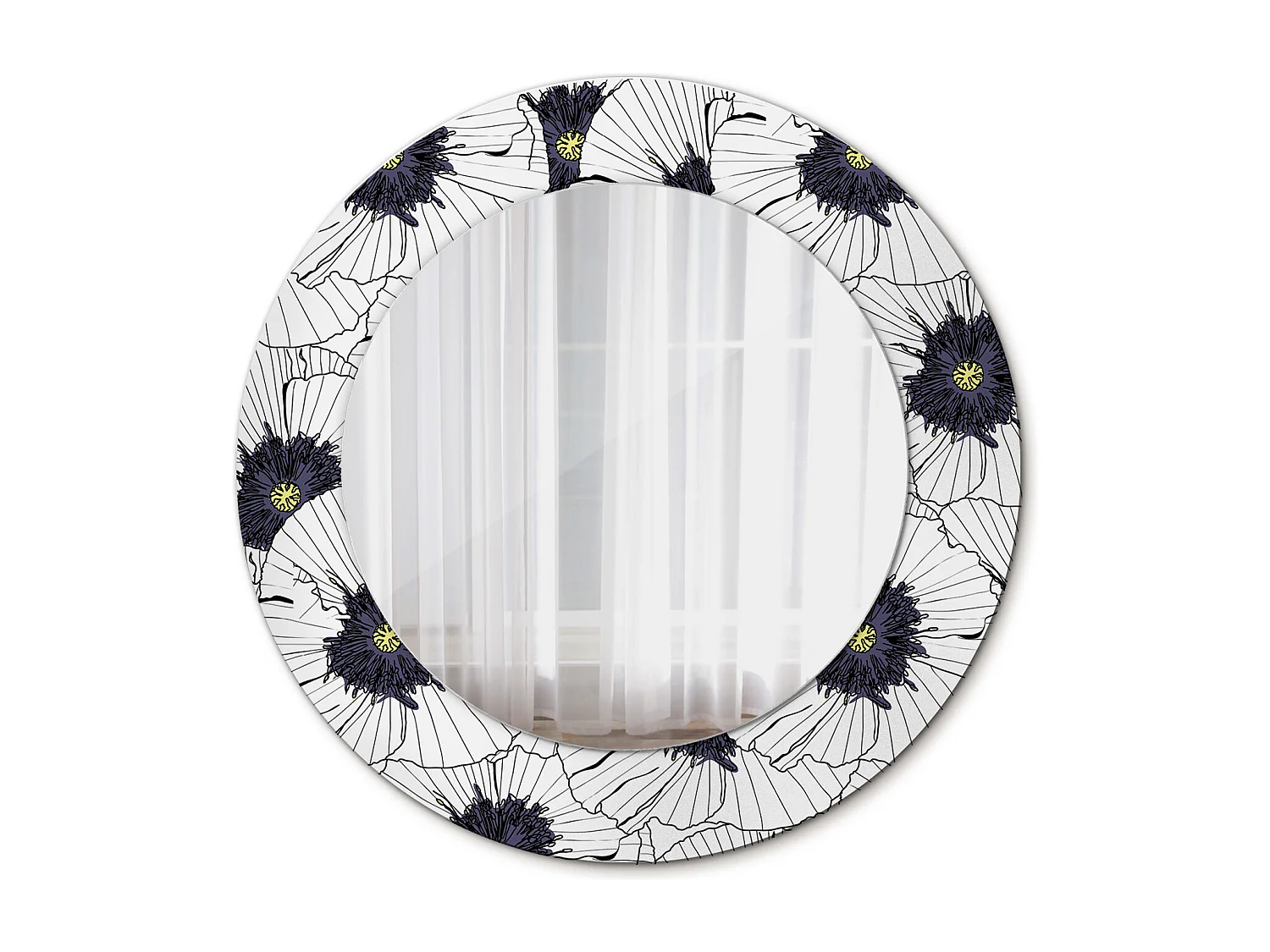 Decoratieve ronde spiegel - bloemige compositie - 50 cm