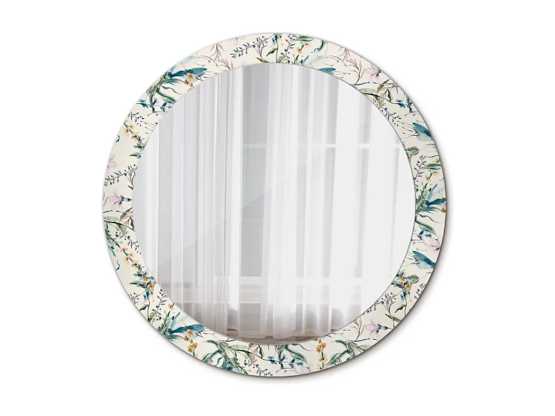 Dekorativer runder Spiegel - Aquarellblumen - 80 cm