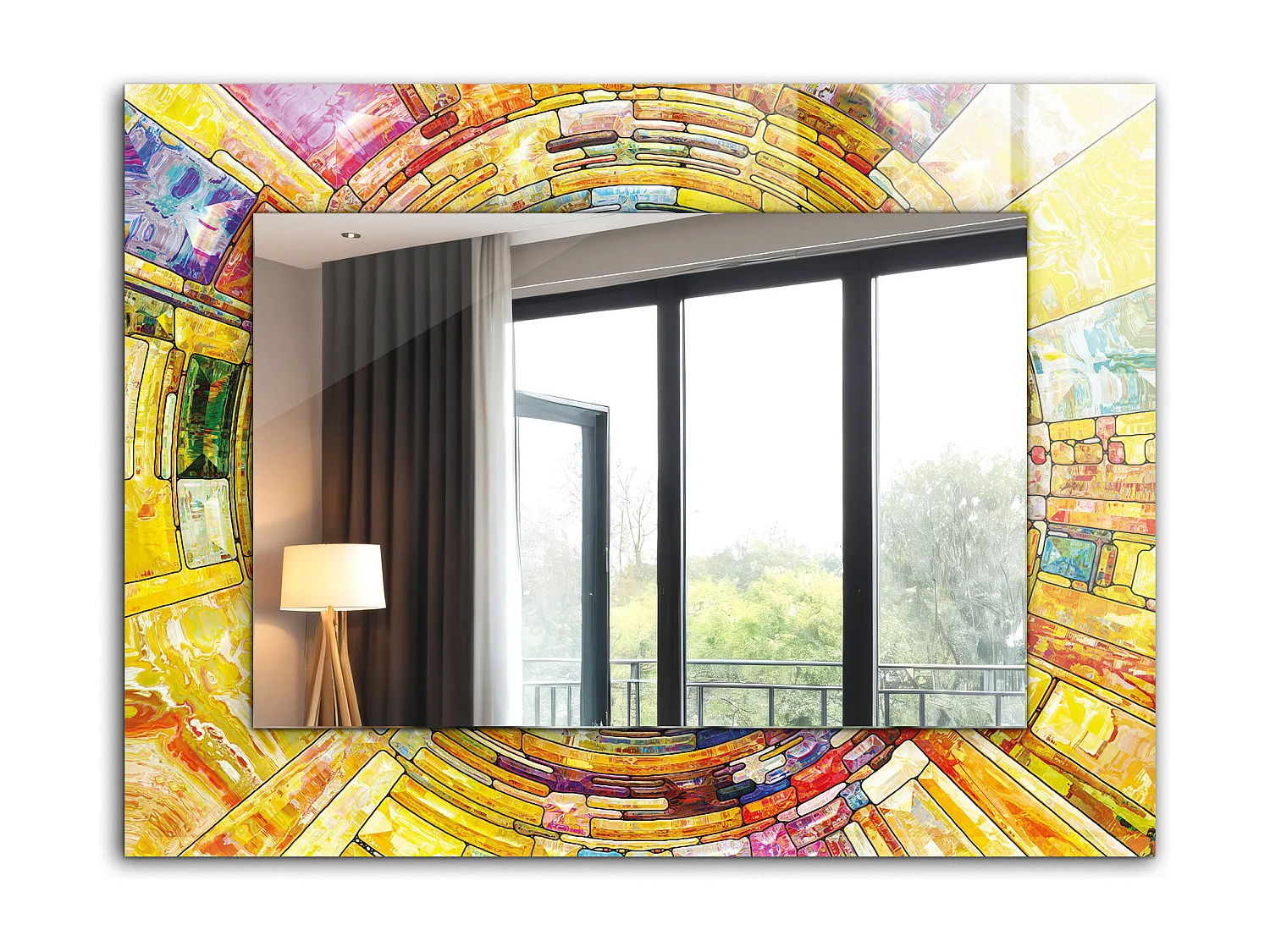 Dekorativer Spiegel mit Rahmen Buntes Mosaik 80 x 60 cm