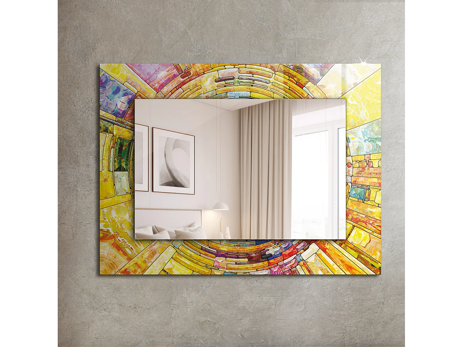 Dekorativer Spiegel mit Rahmen Buntes Mosaik 80 x 60 cm