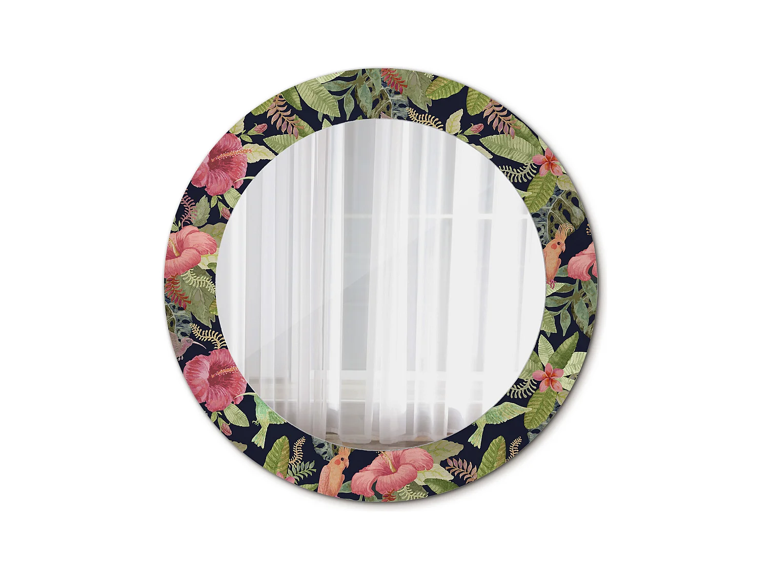 Miroir rond décoratif - Fleurs d'Hibiscus - 70 cm