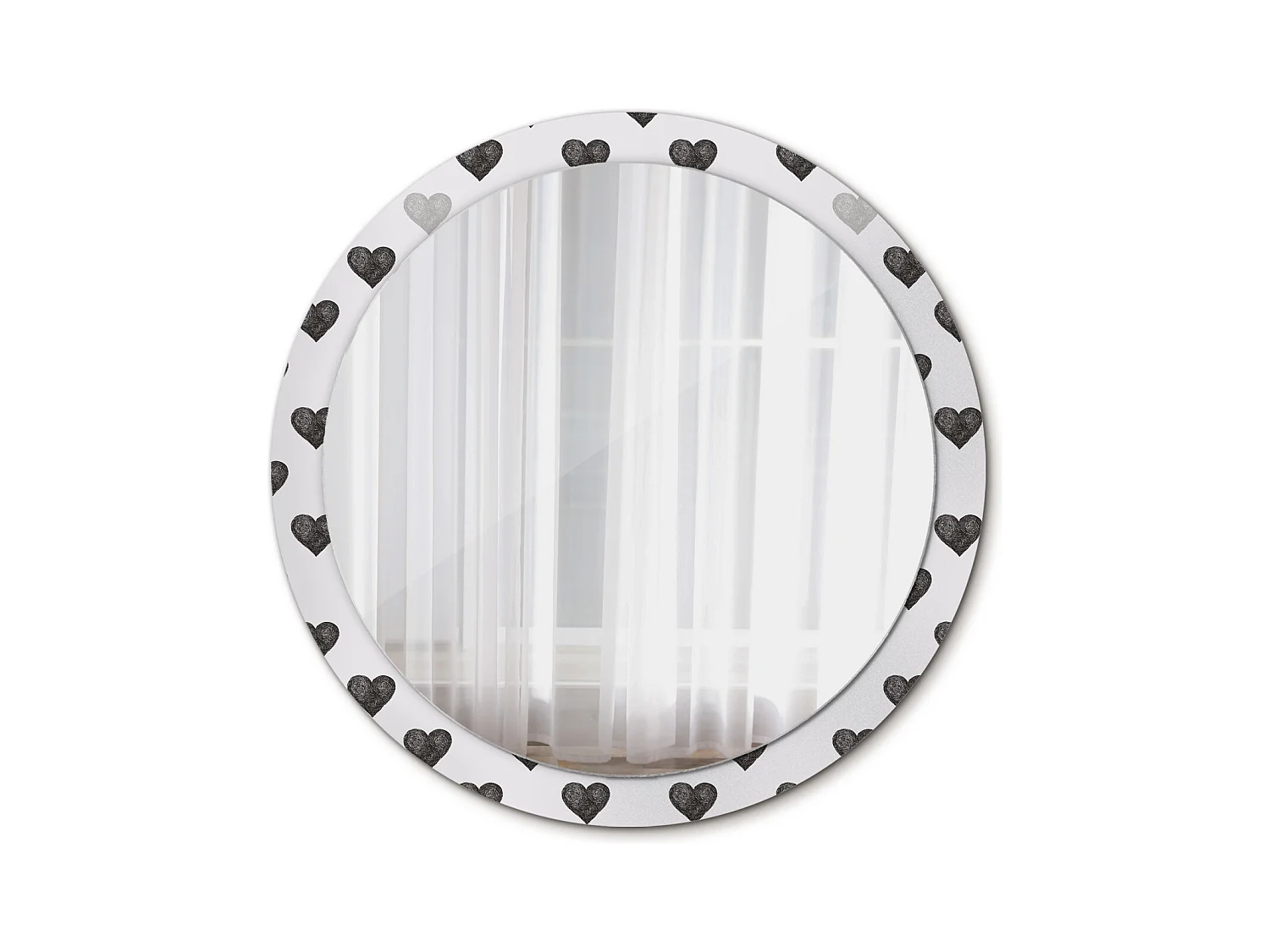 Miroir rond décoratif - Coeurs abstraits - 100 cm
