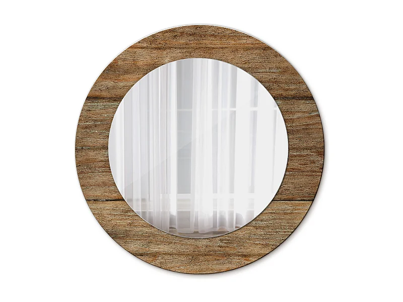 Ronde decoratieve spiegel - Oud hout - 50 cm