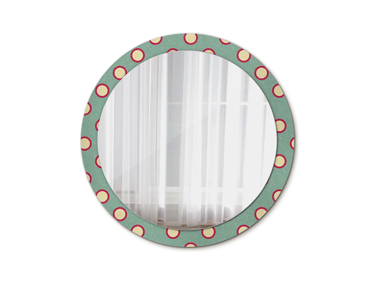 Specchio rotondo decorativo - Cerchi a punti - 90 cm