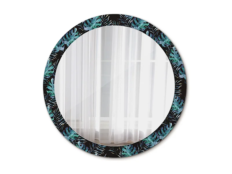 Miroir rond décoratif - Feuilles exotiques - 90 cm