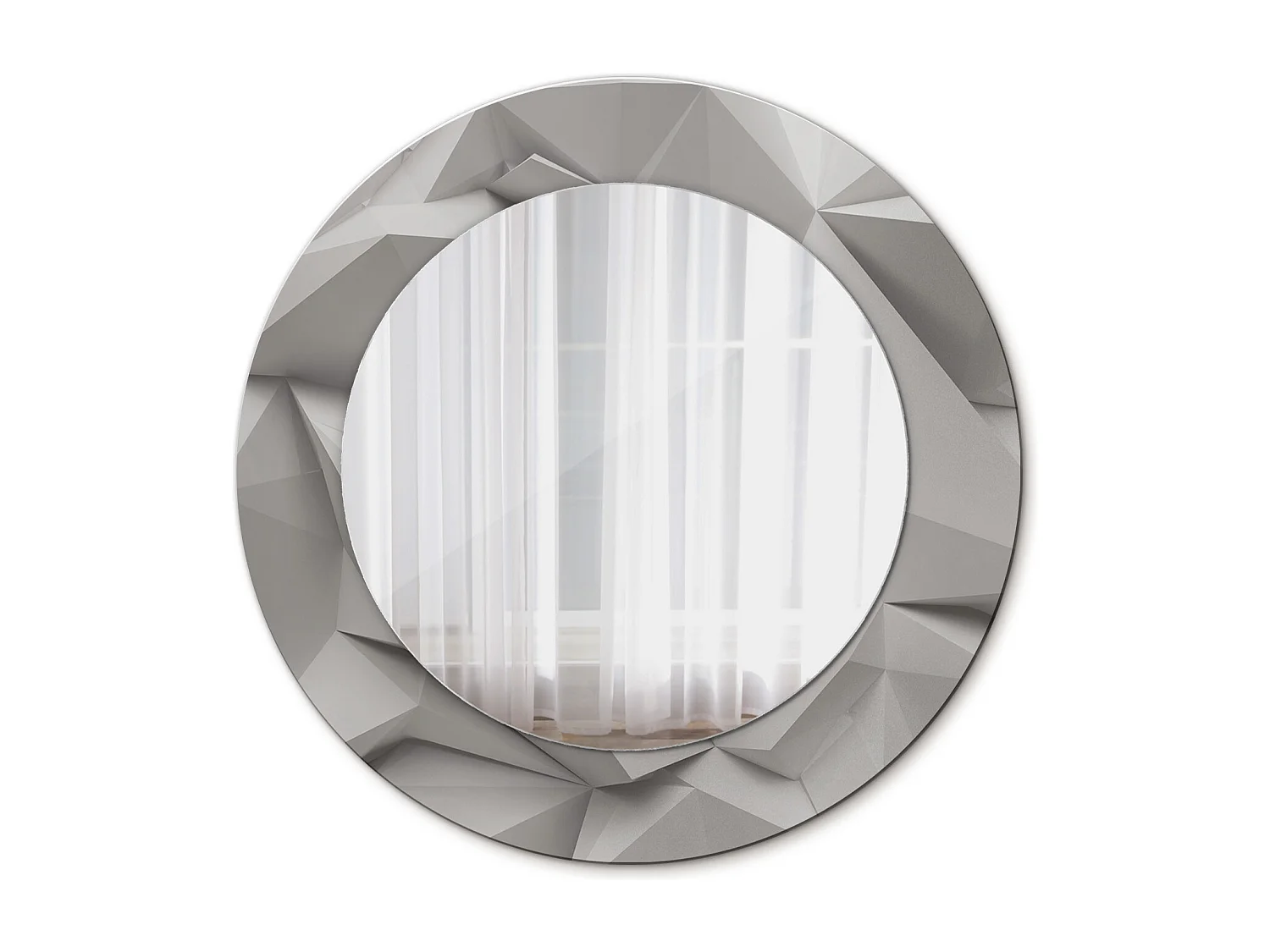 Runder dekorativer Spiegel - Abstraktes weißes Glas - 50 cm