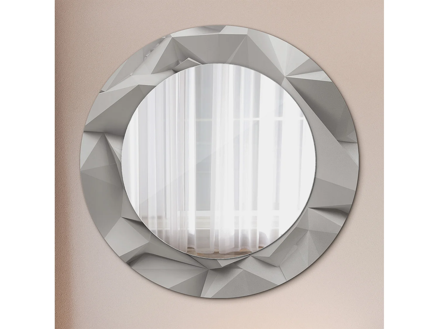 Runder dekorativer Spiegel - Abstraktes weißes Glas - 50 cm