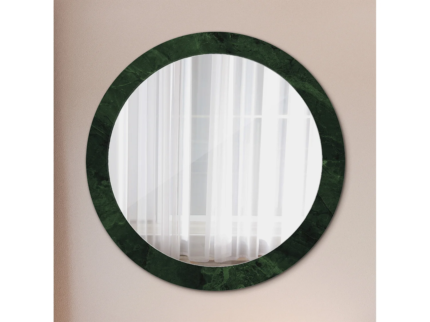 Specchio rotondo decorativo - Marmo verde - 80 cm