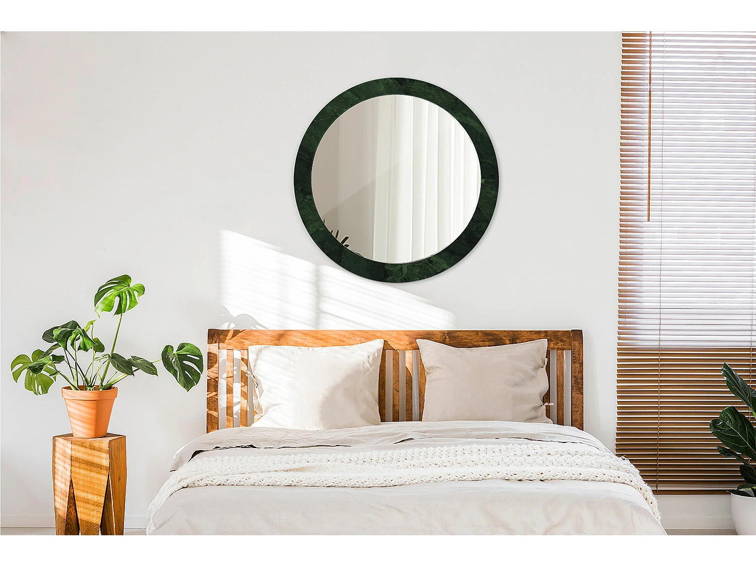 Specchio rotondo decorativo - Marmo verde - 80 cm