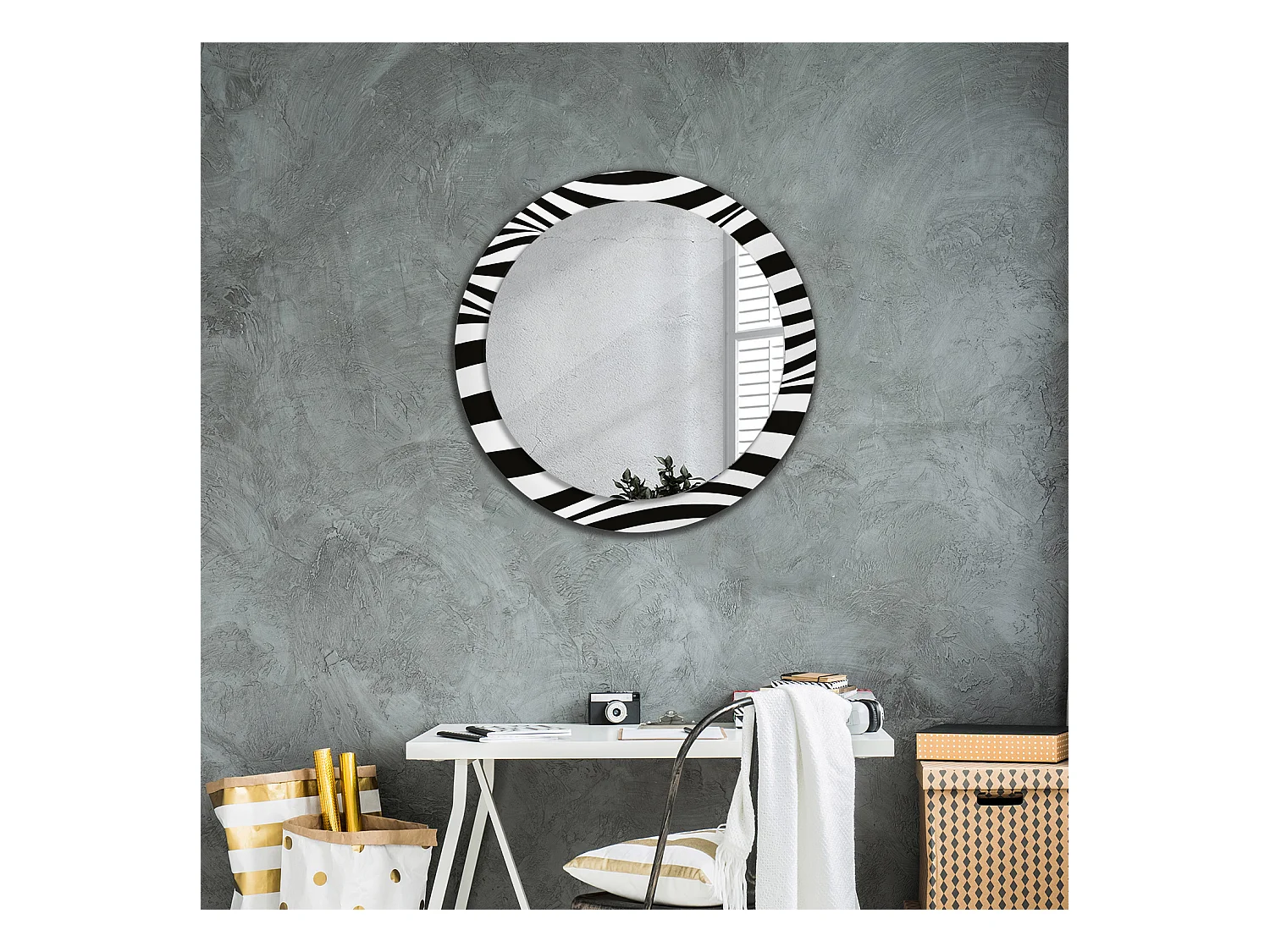 Ronde decoratieve spiegel - Abstract golf - 80 cm
