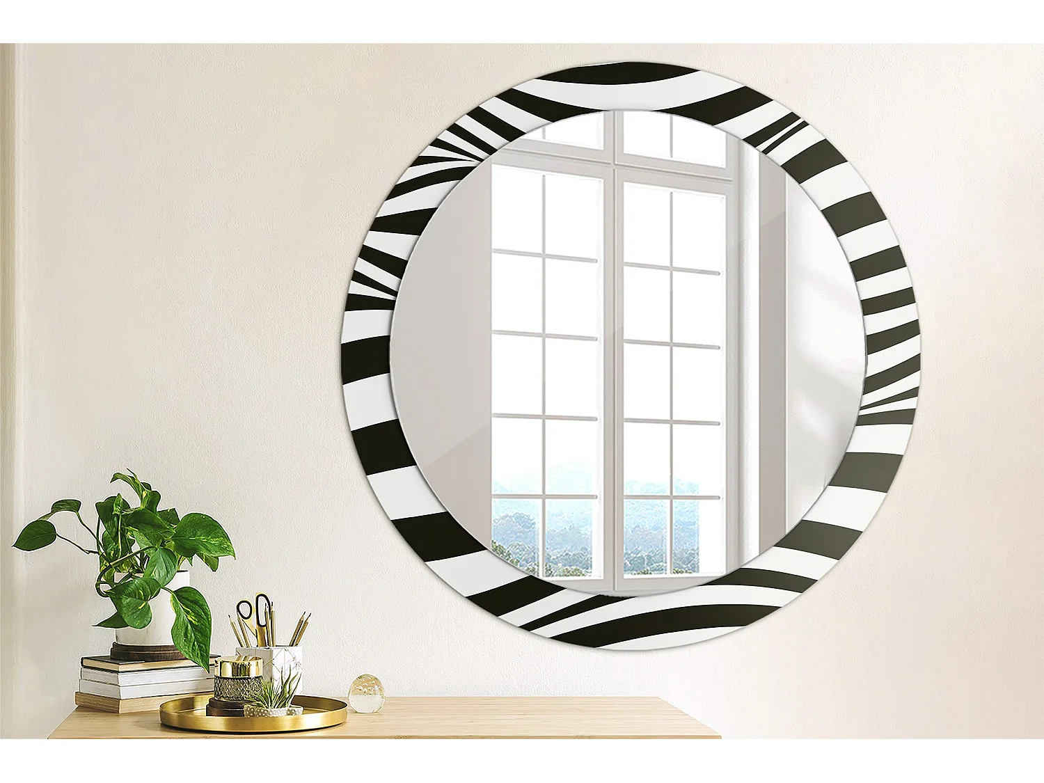 Dekorativer runder Spiegel - Abstrakte Welle - 80 cm
