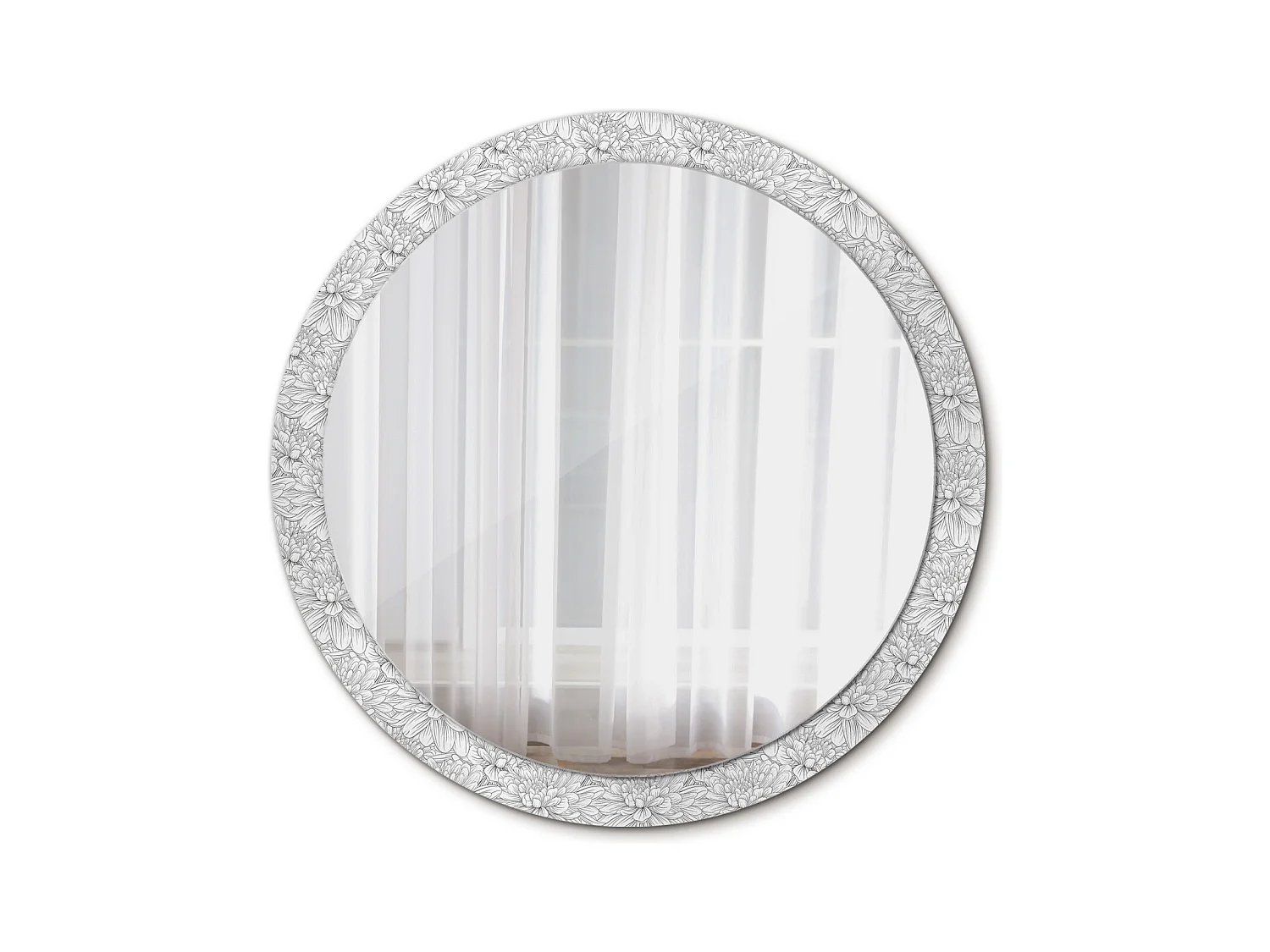 Miroir rond décoratif - Fleurs de Lotus - 100 cm