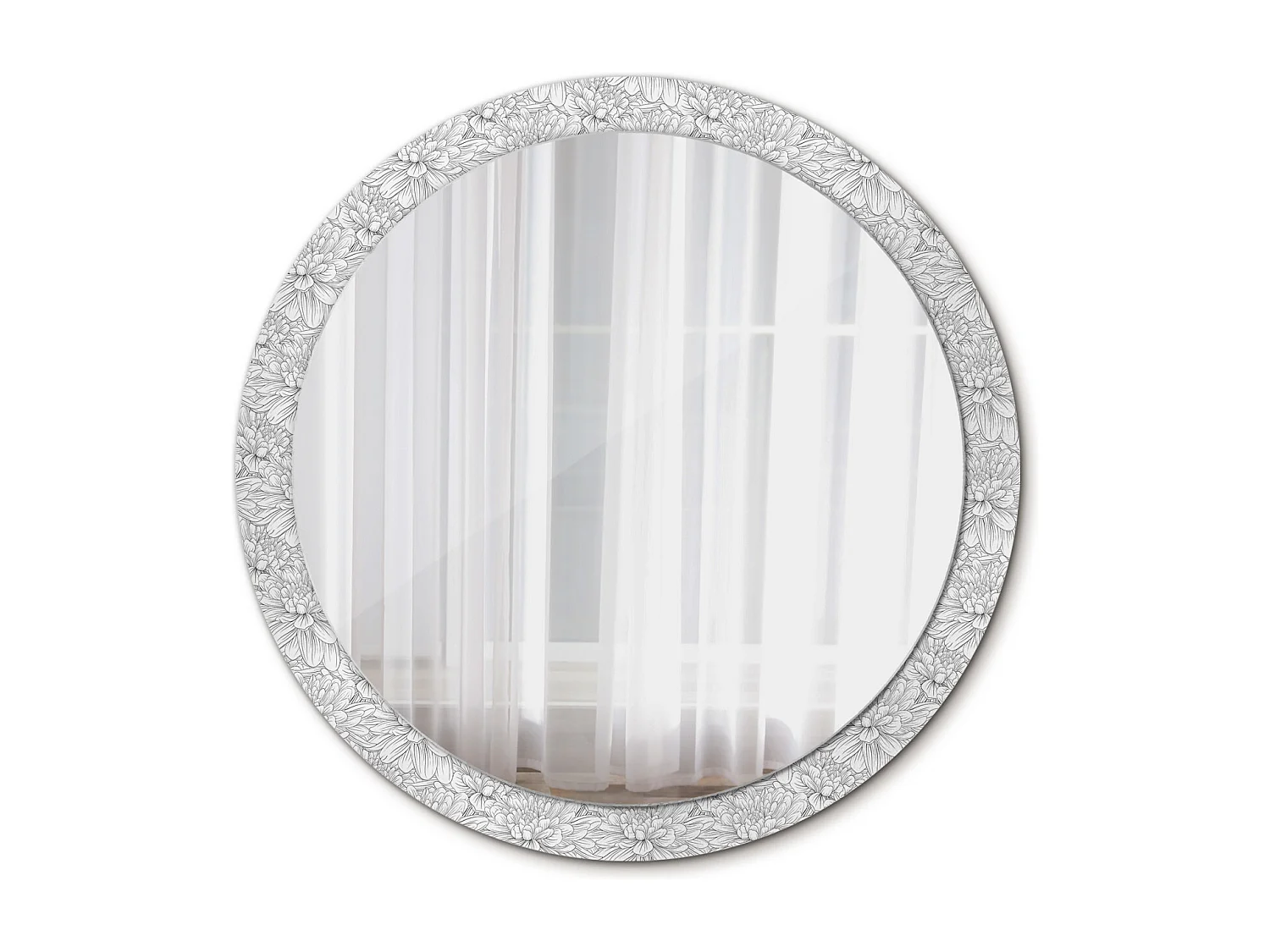 Miroir rond décoratif - Fleurs de Lotus - 100 cm