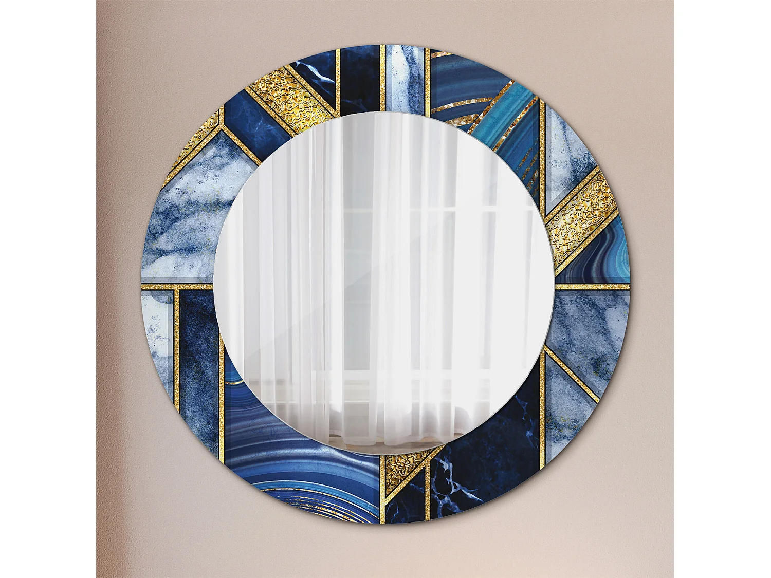 Dekorativer runder Spiegel – Moderner Marmor – 50 cm