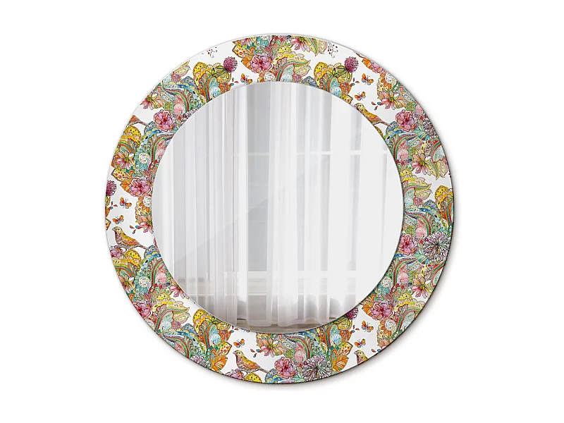 Runder dekorativer Spiegel - Märchenblumen - 50 cm