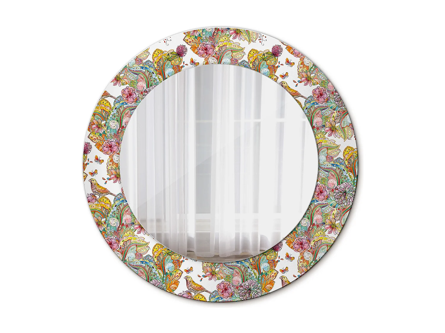 Runder dekorativer Spiegel - Märchenblumen - 50 cm