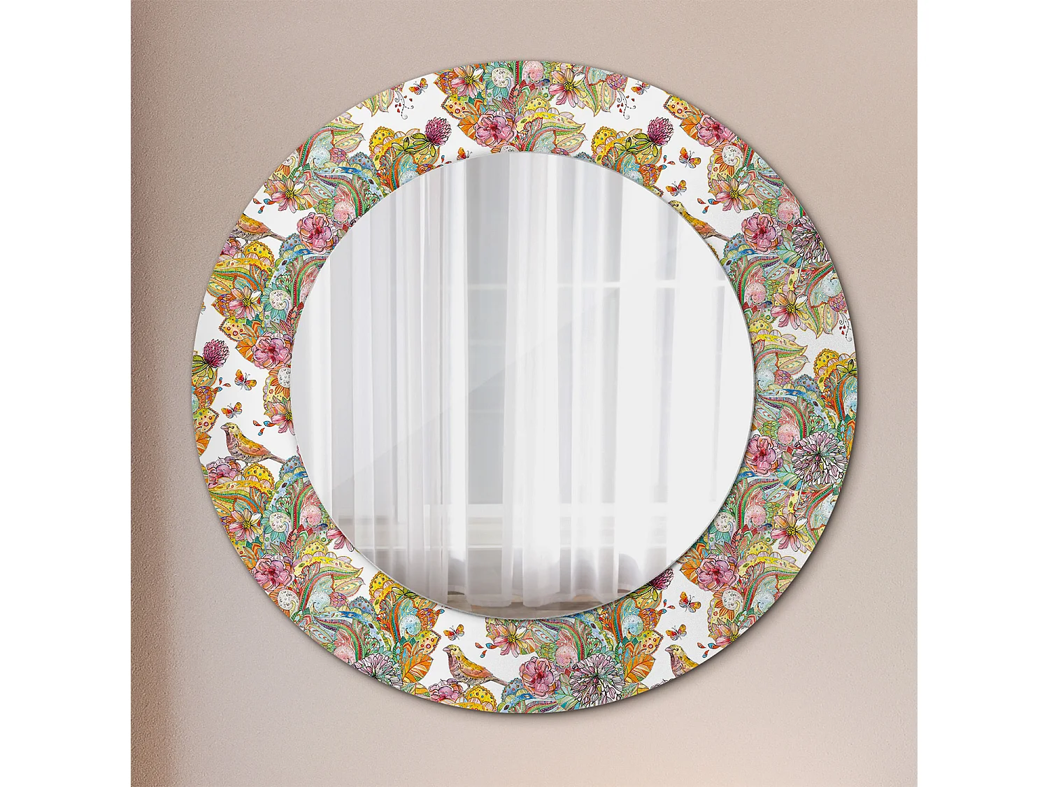 Runder dekorativer Spiegel - Märchenblumen - 50 cm