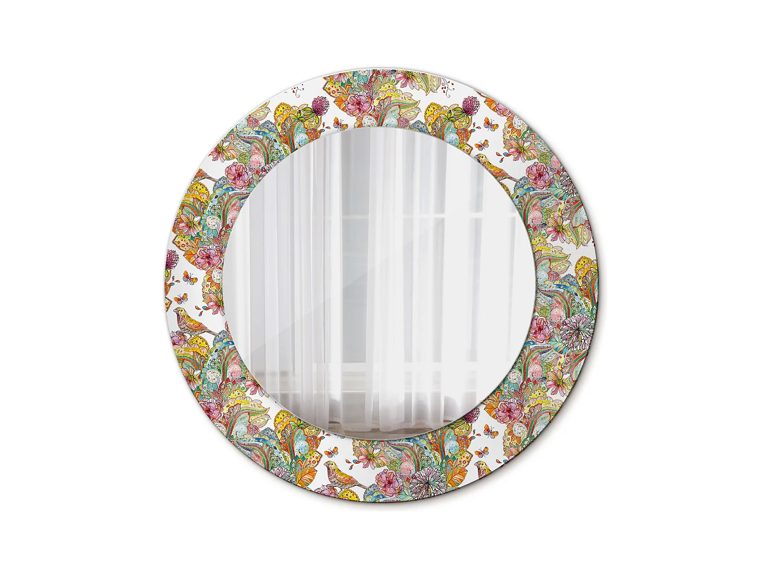 Ronde decoratieve spiegel - sprookjesbloemen - 50 cm