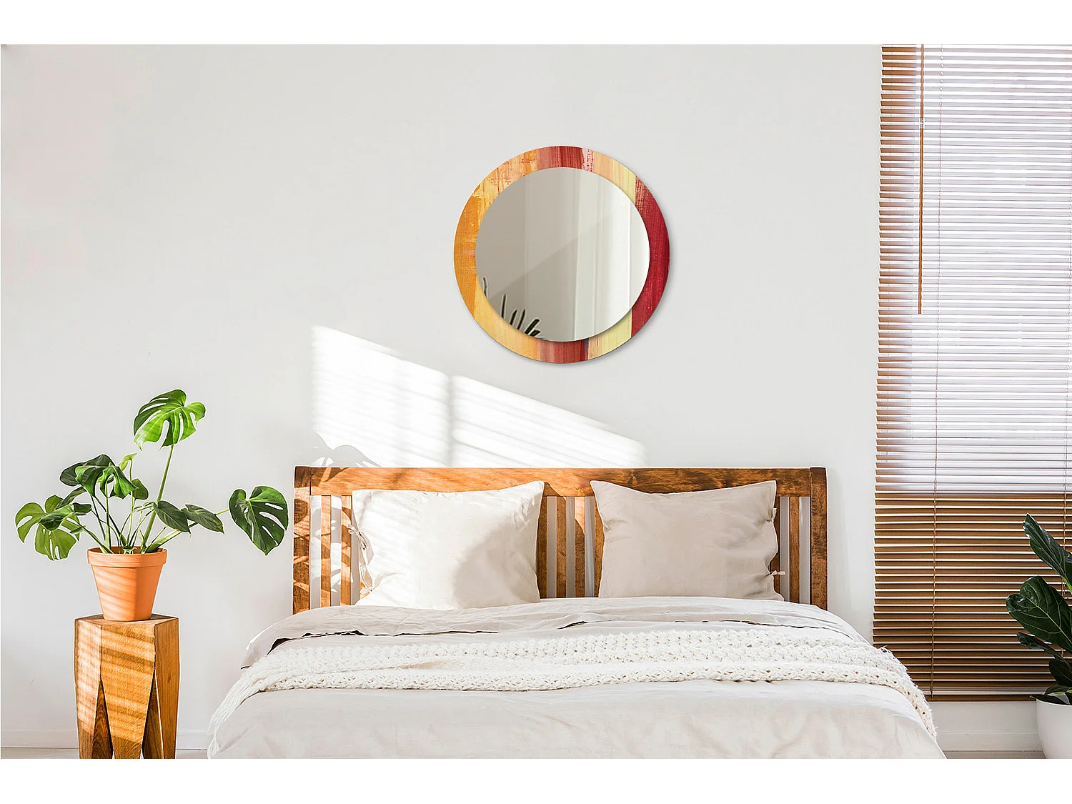 Dekorativer runder Spiegel - Abstraktes Bild - 60 cm