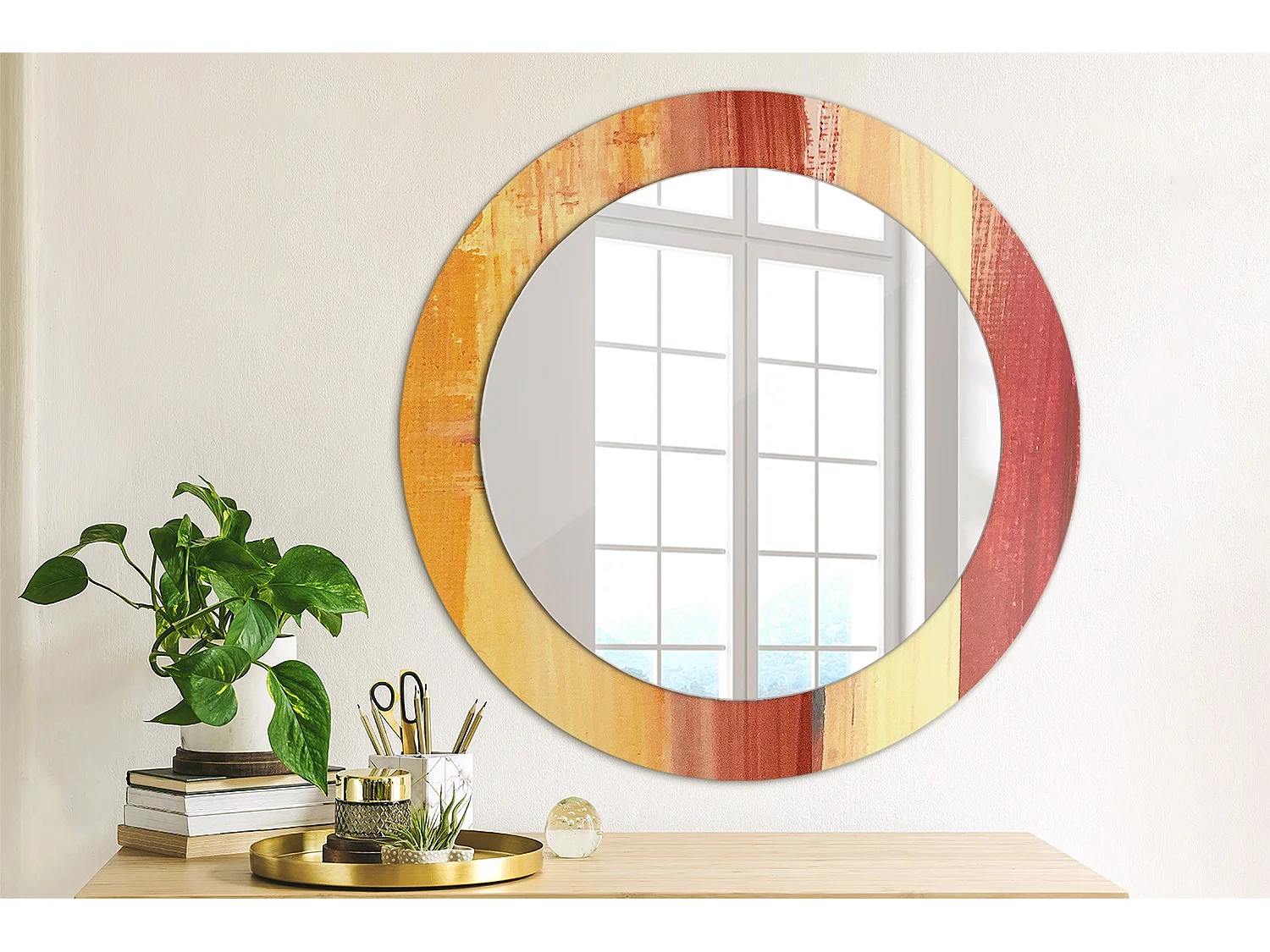 Dekorativer runder Spiegel - Abstraktes Bild - 60 cm