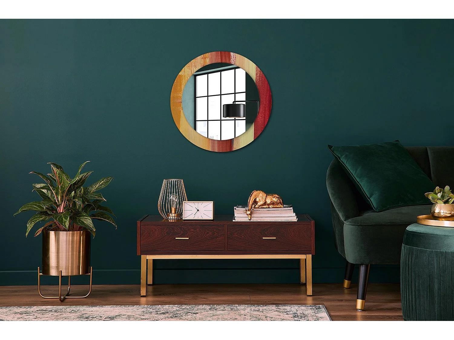 Dekorativer runder Spiegel - Abstraktes Bild - 60 cm