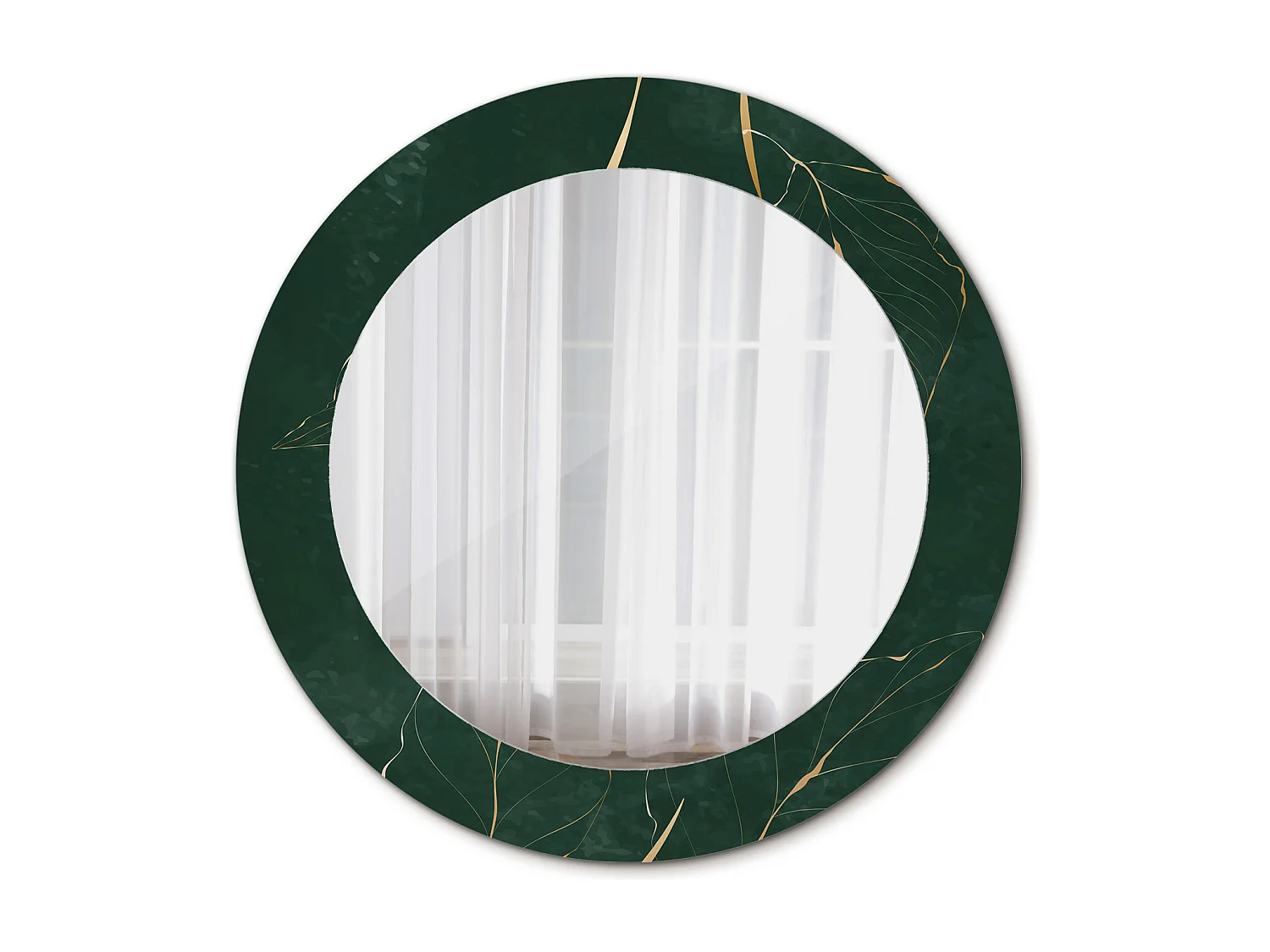 Specchio rotondo decorativo - Contorno foglia - 60 cm