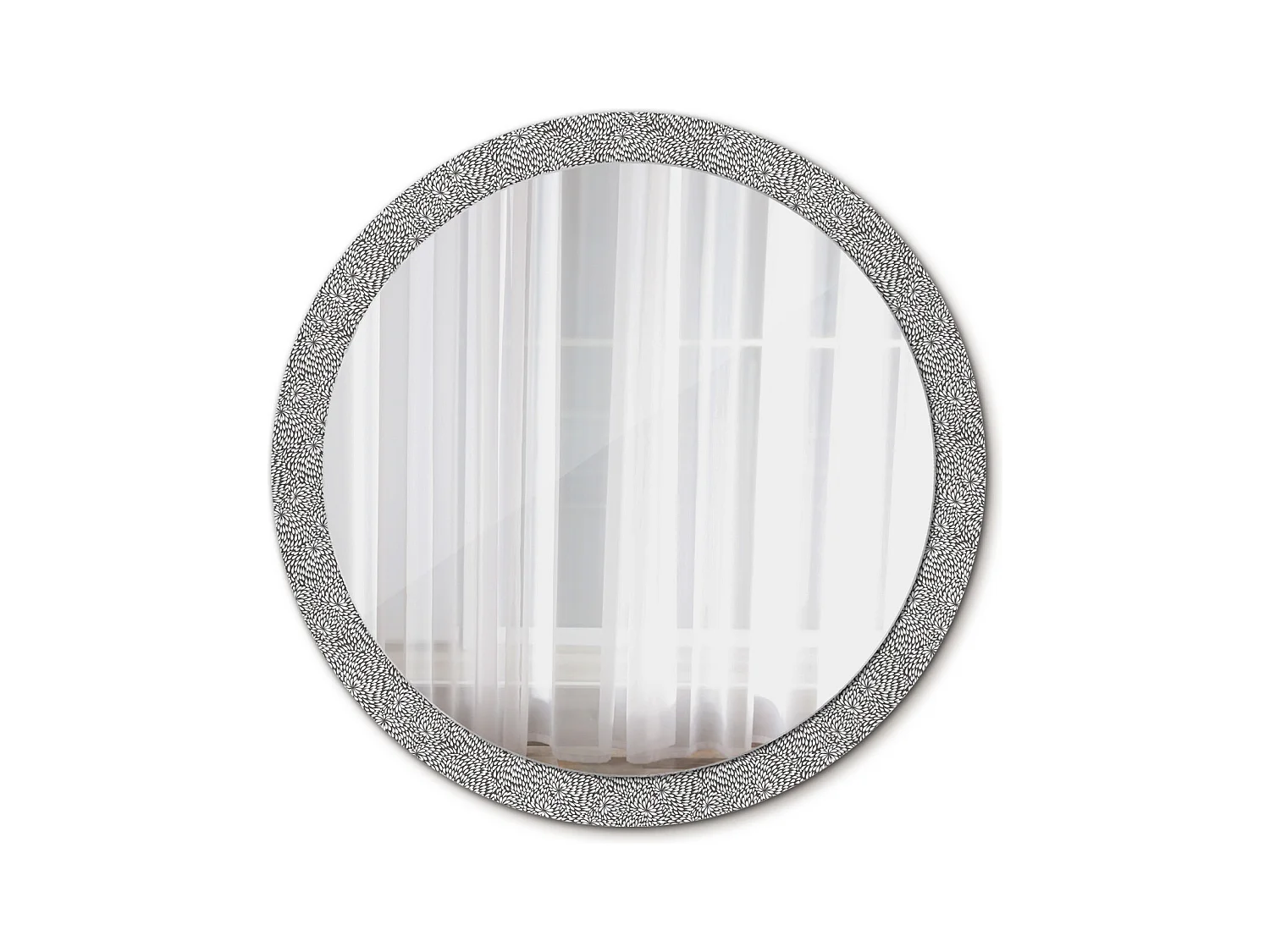 Miroir rond décoratif - Motif floral - 100 cm