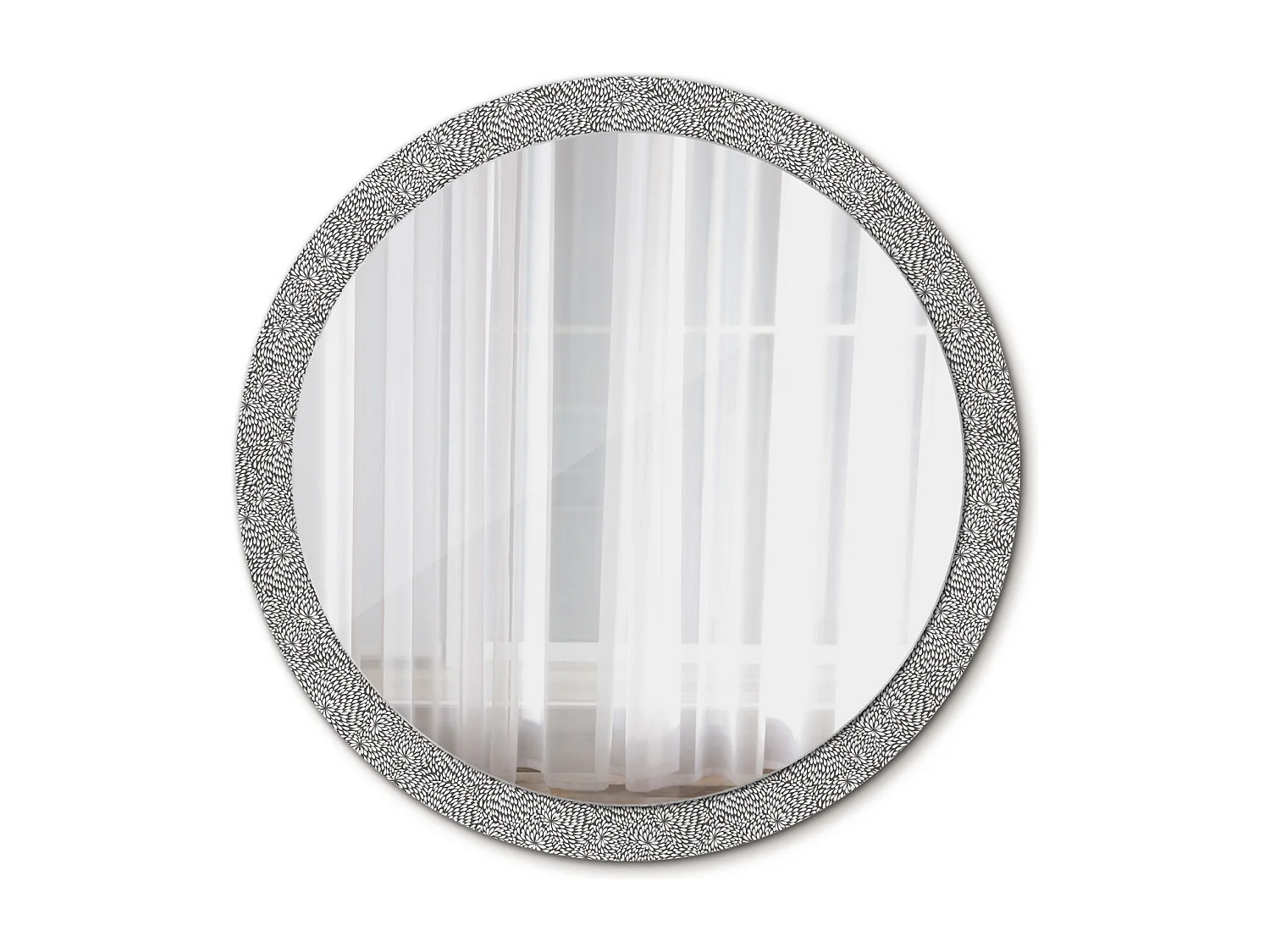 Miroir rond décoratif - Motif floral - 100 cm