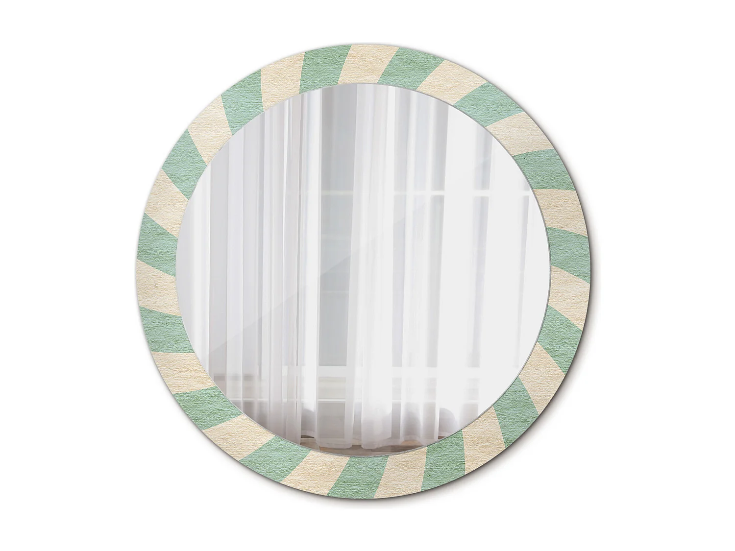 Ronde Decoratieve Spiegel - Retro Pastelpatroon - 80cm