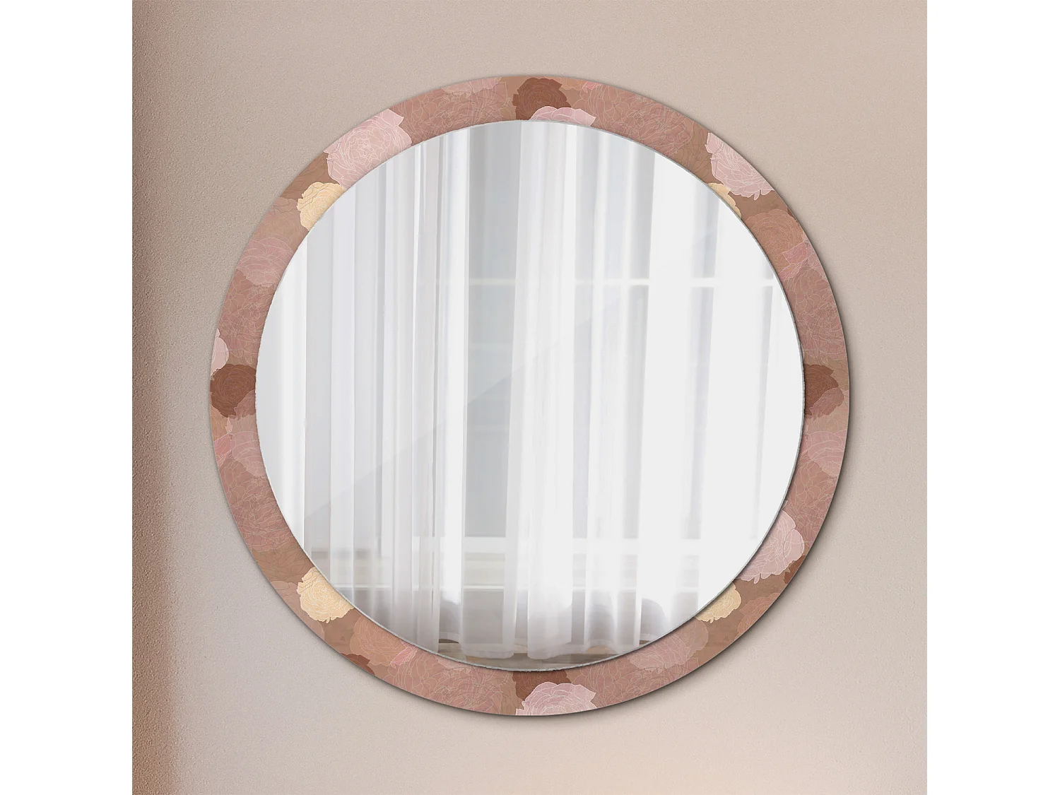 Specchio decorativo rotondo - Composizione di rose - 100 cm
