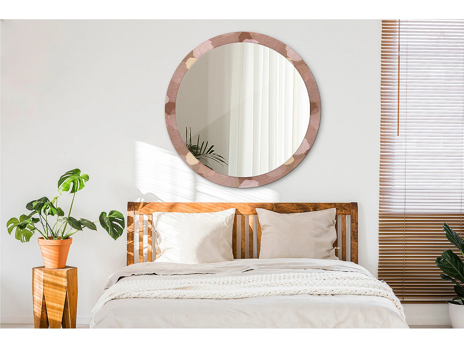 Specchio decorativo rotondo - Composizione di rose - 100 cm