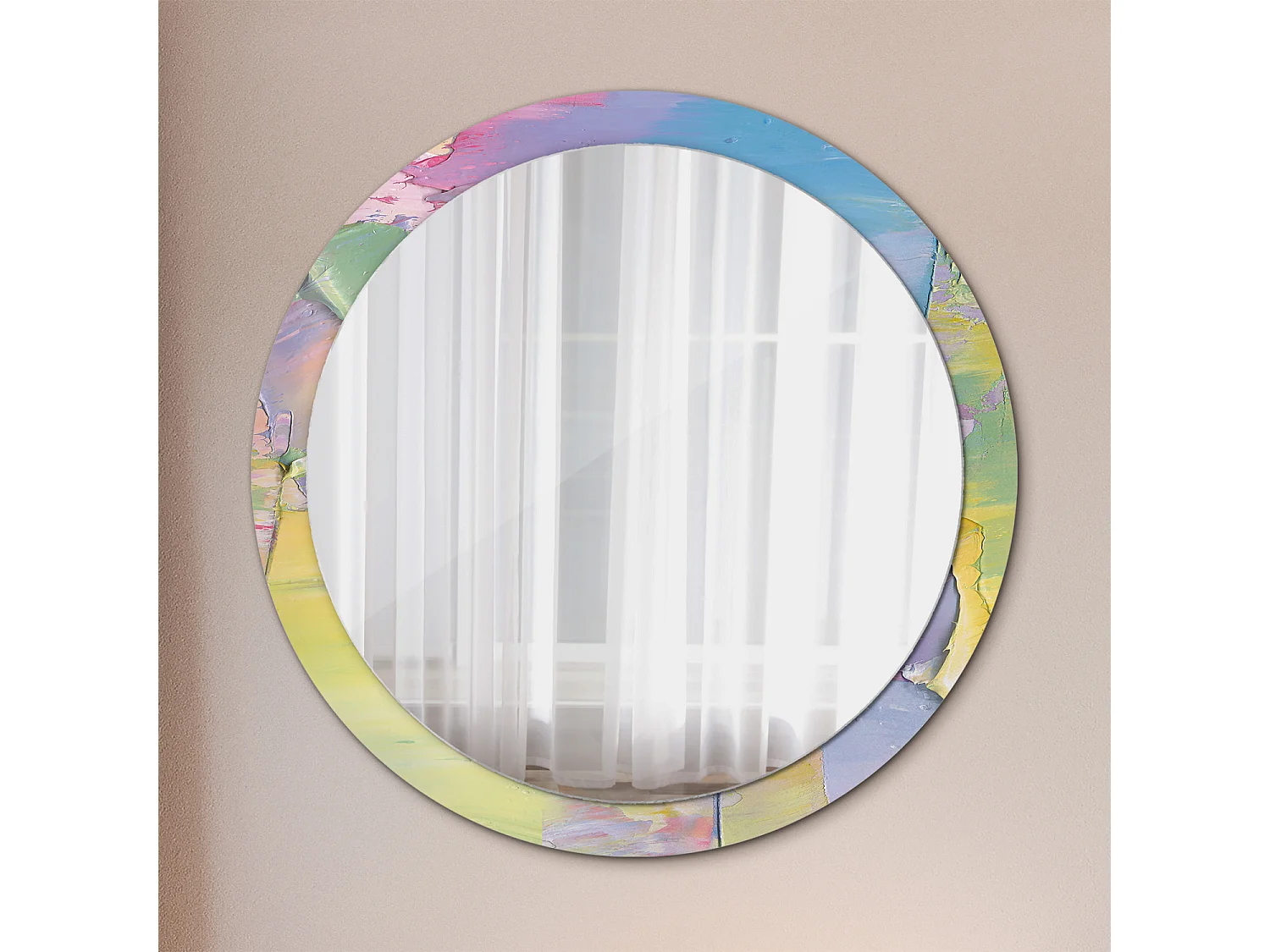 Specchio rotondo decorativo - Texture pittura a olio - 100 cm