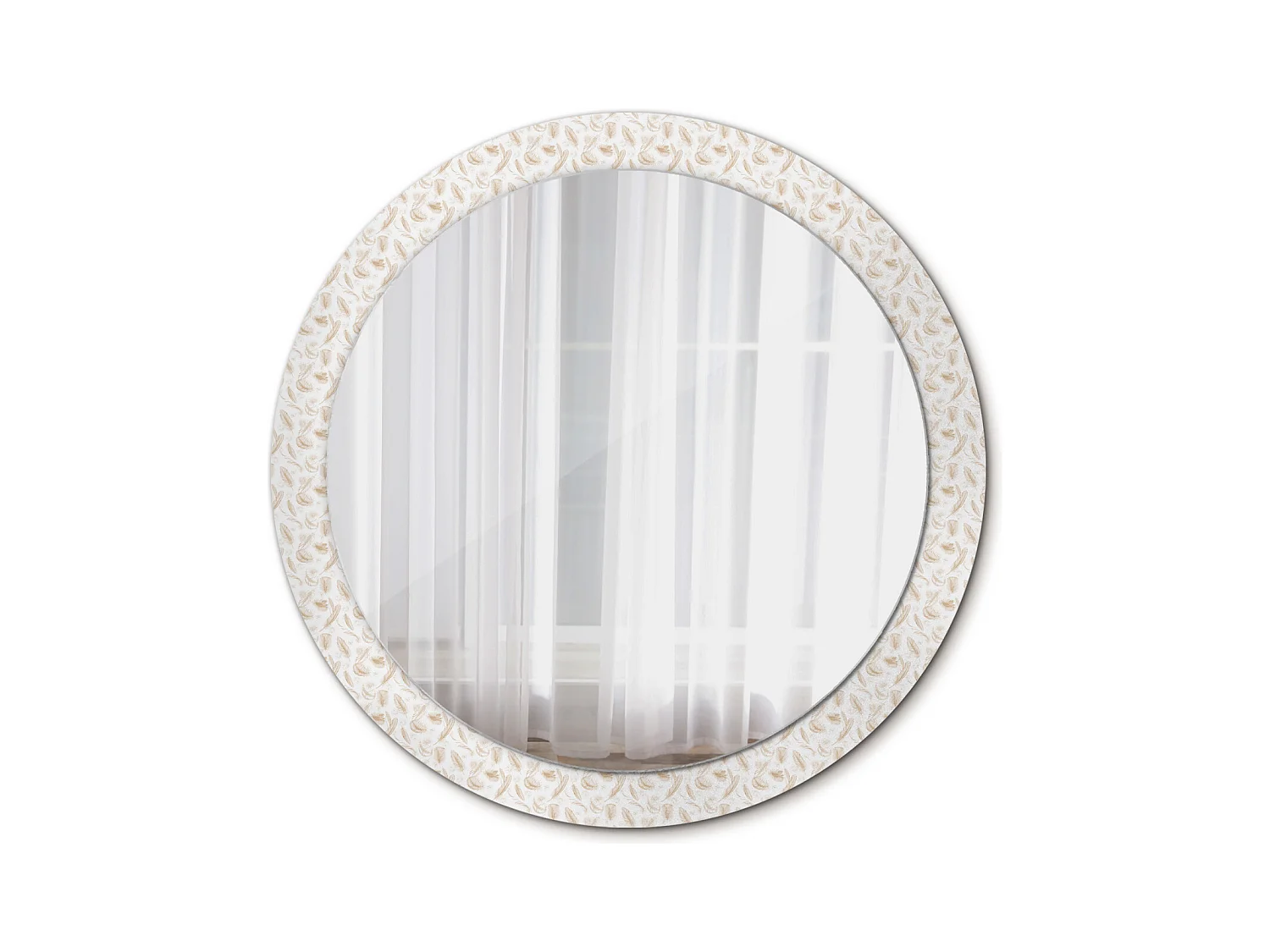 Miroir rond décoratif - Plumes d'oiseaux - 90 cm