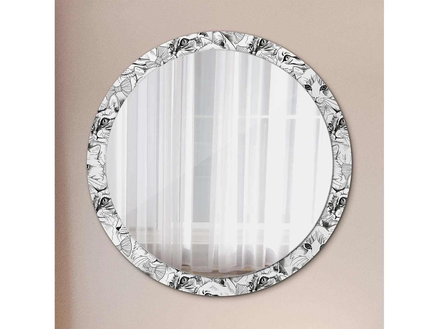 Miroir rond décoratif - Chats - 100 cm
