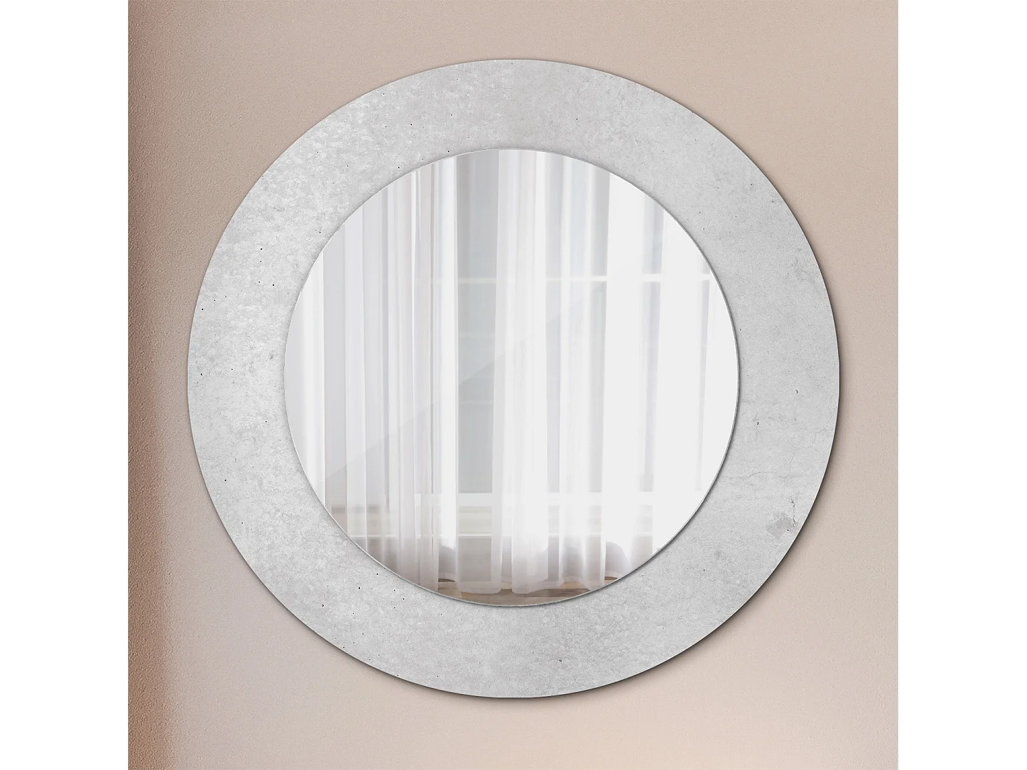 Ronde decoratieve spiegel - betonstructuur - 50 cm