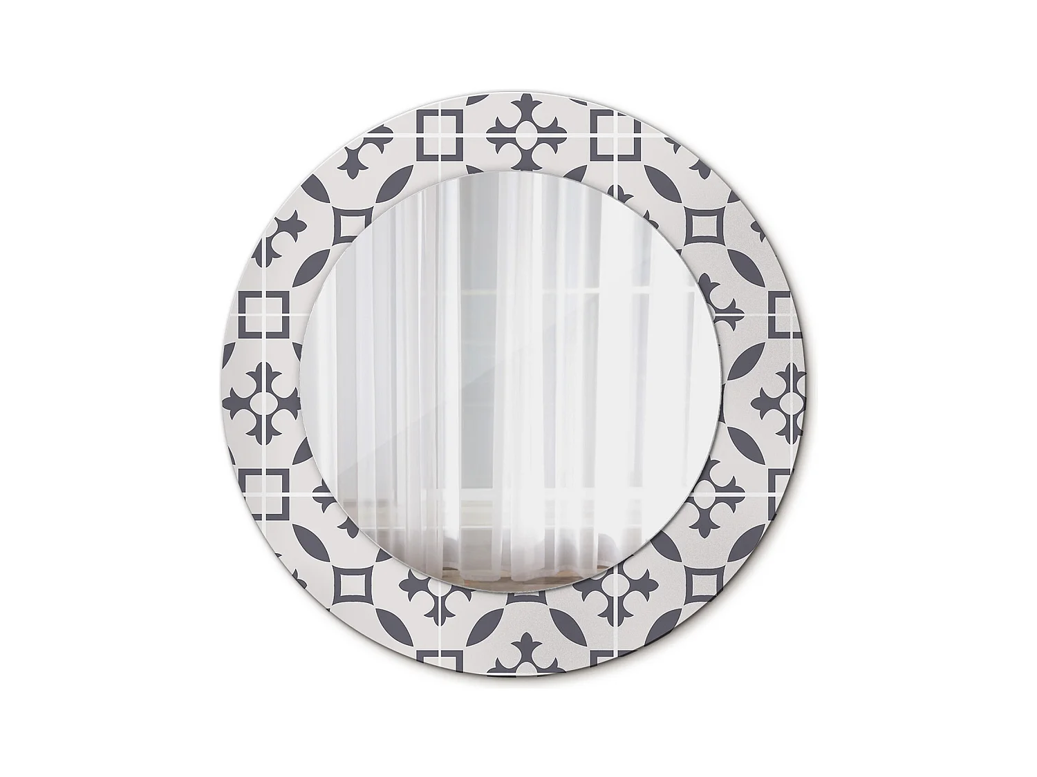 Miroir rond décoratif - Motif carrelage - 50 cm