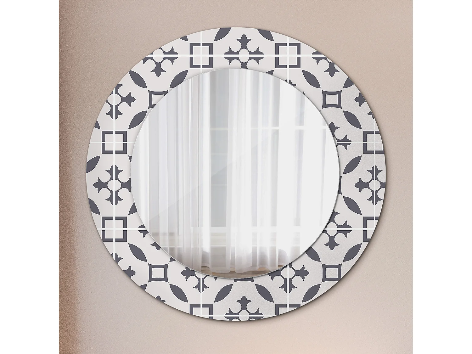Dekorativer runder Spiegel - Fliesenmuster - 50 cm
