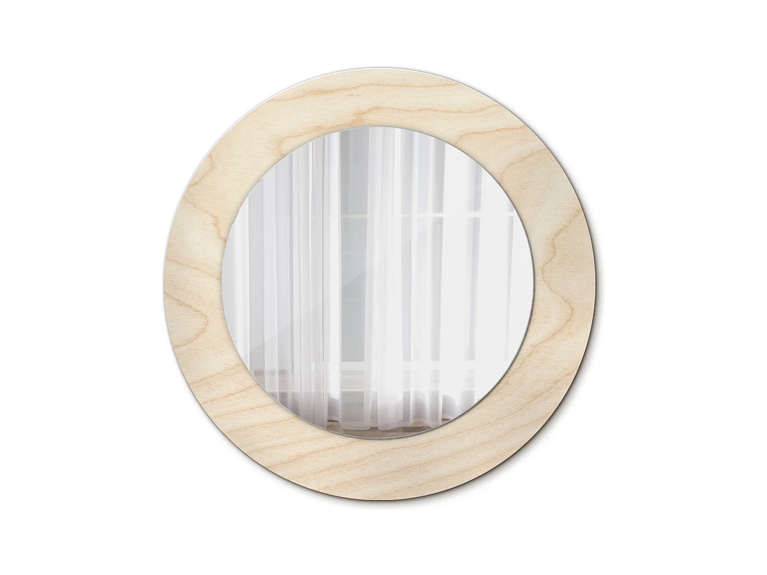 Specchio rotondo decorativo - Legno chiaro - 50 cm