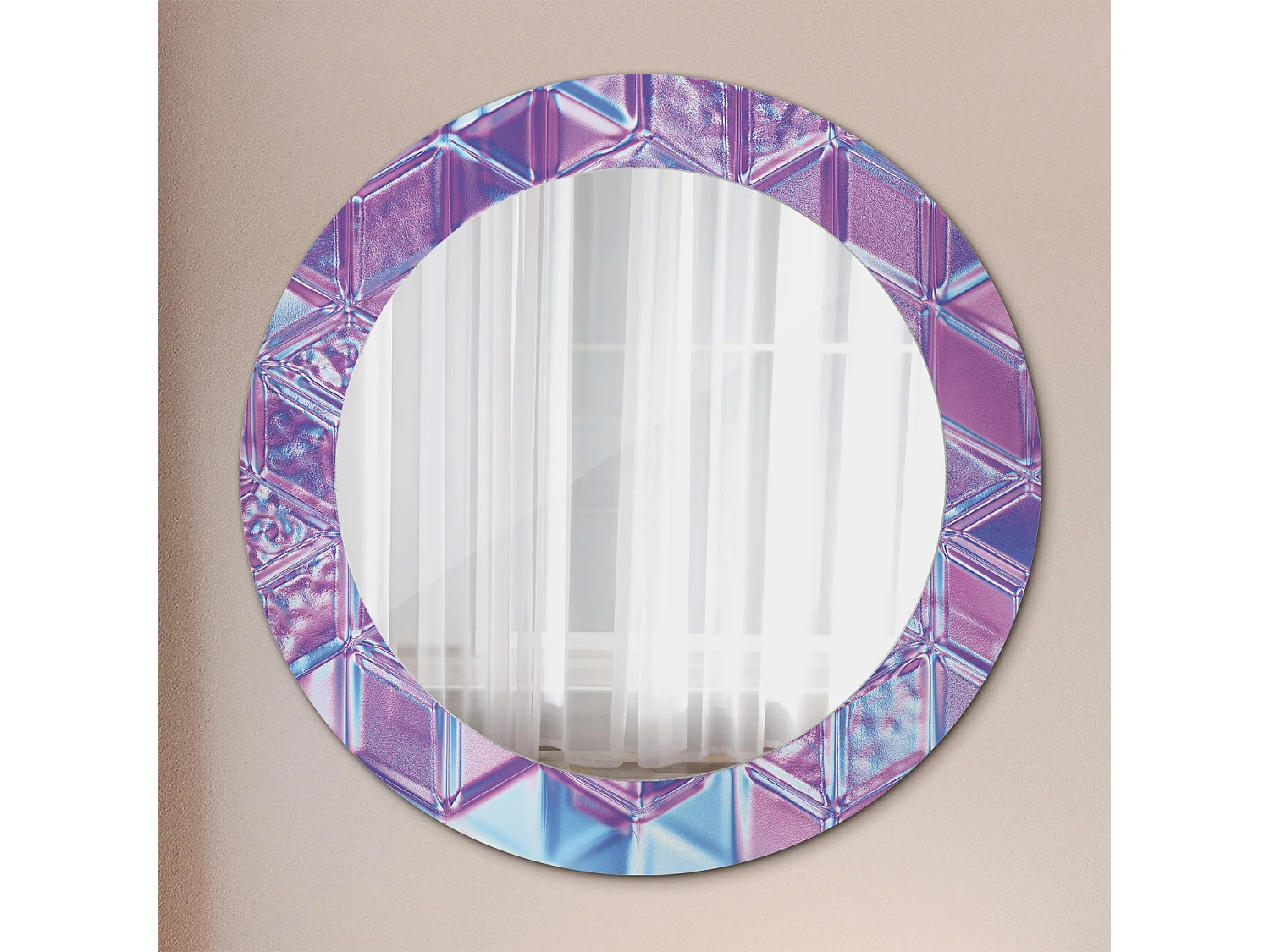 Runder dekorativer Spiegel - Kristallmuster - 60 cm