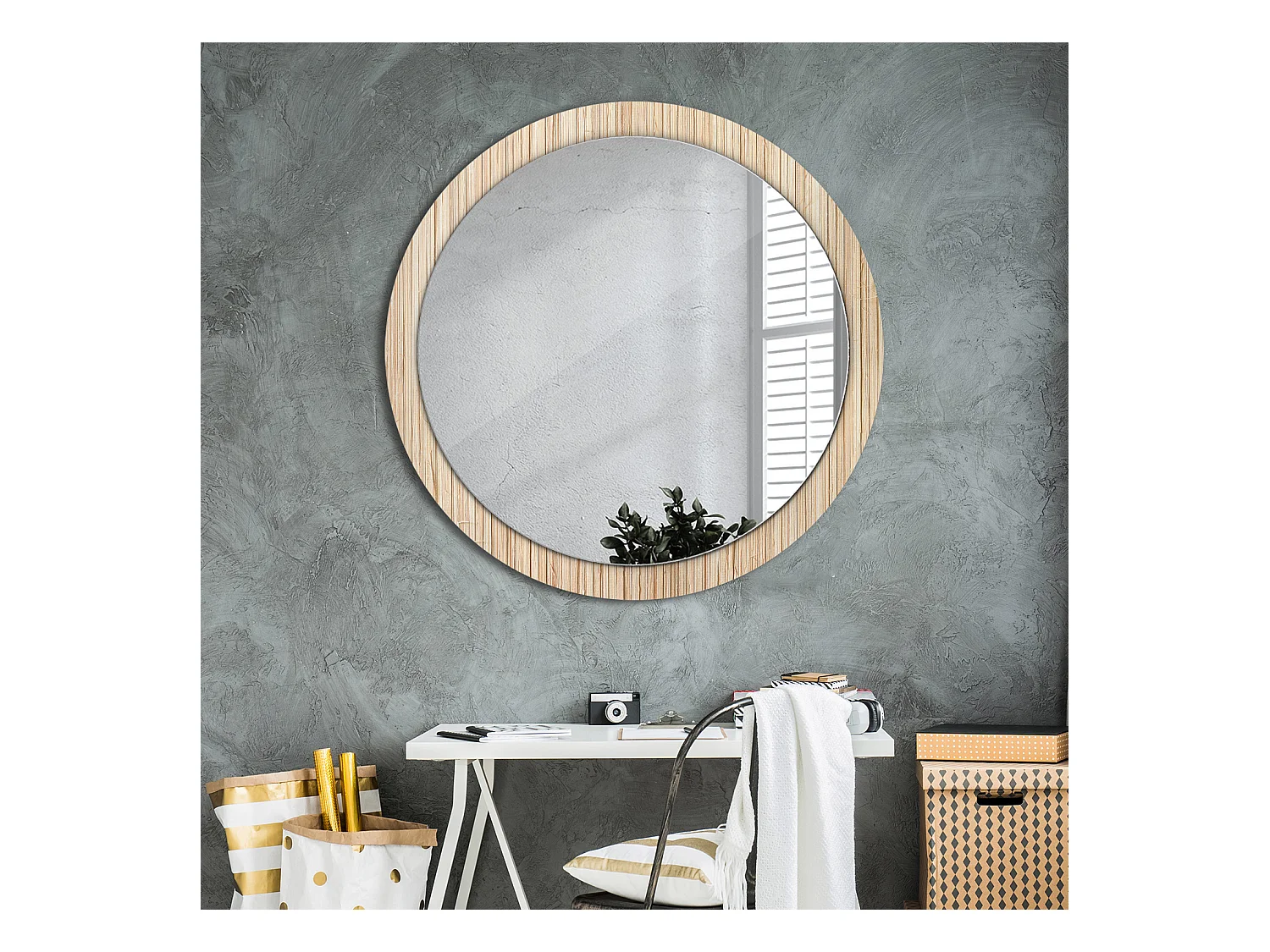 Ronde decoratieve spiegel - bamboestro - 100 cm