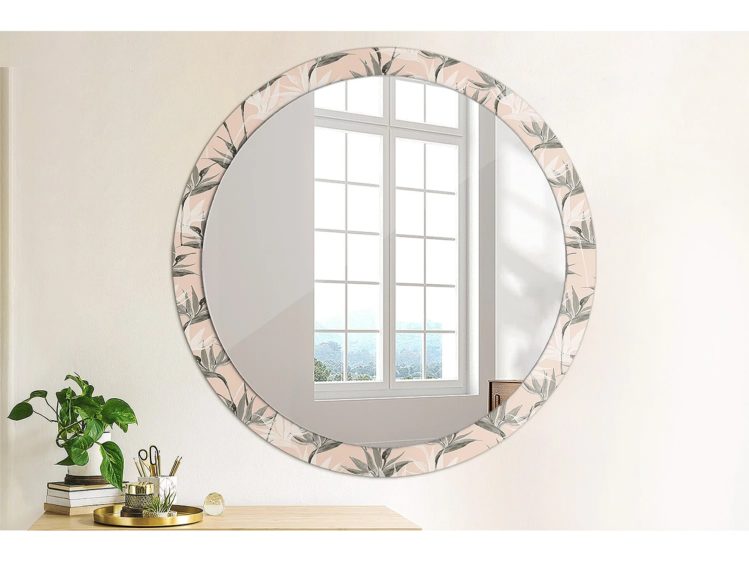 Dekorativer runder Spiegel - Strelitzia - 100 cm