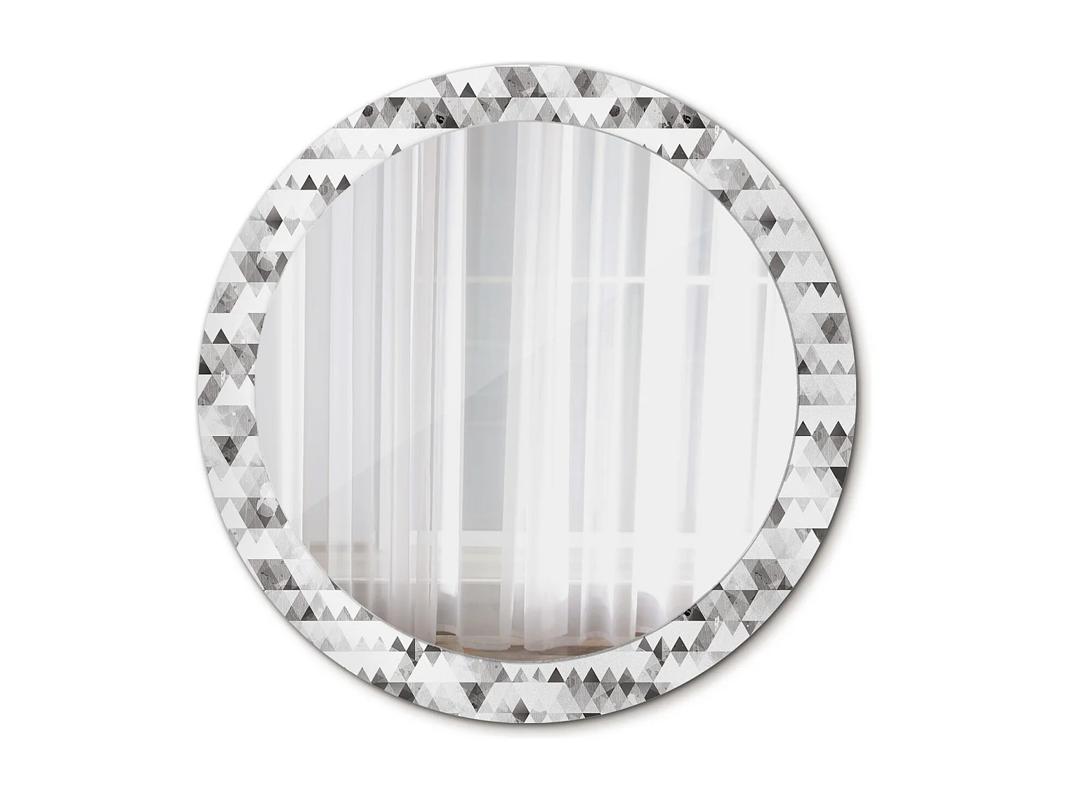 Miroir rond décoratif - Triangles - 80 cm