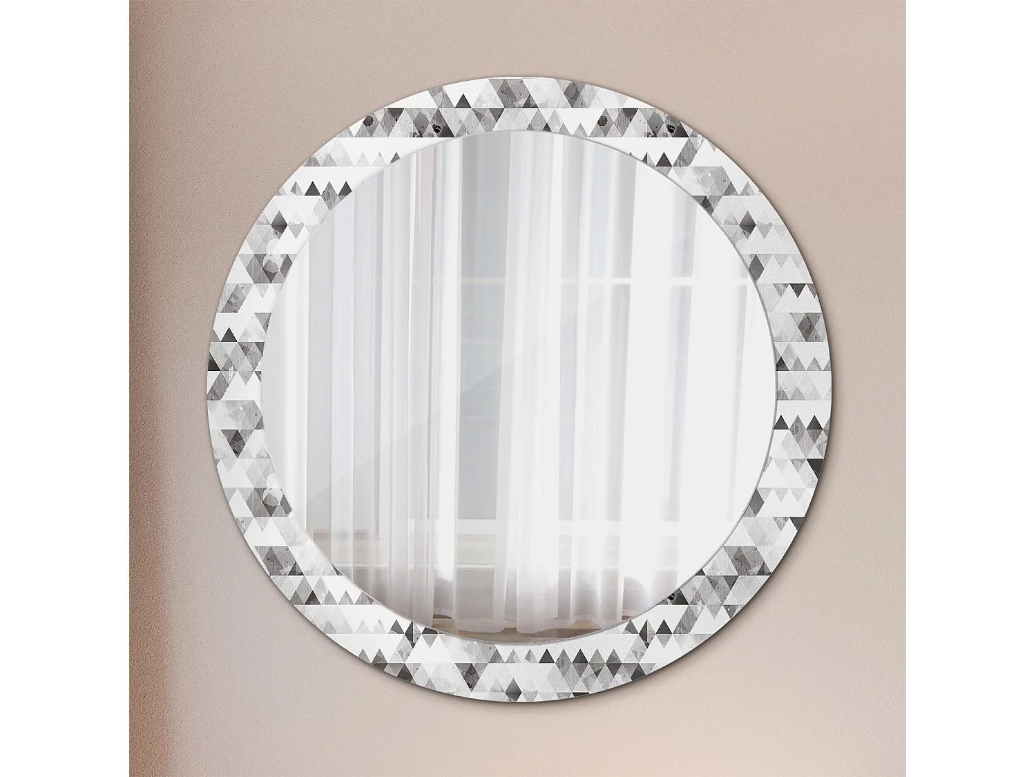 Miroir rond décoratif - Triangles - 80 cm