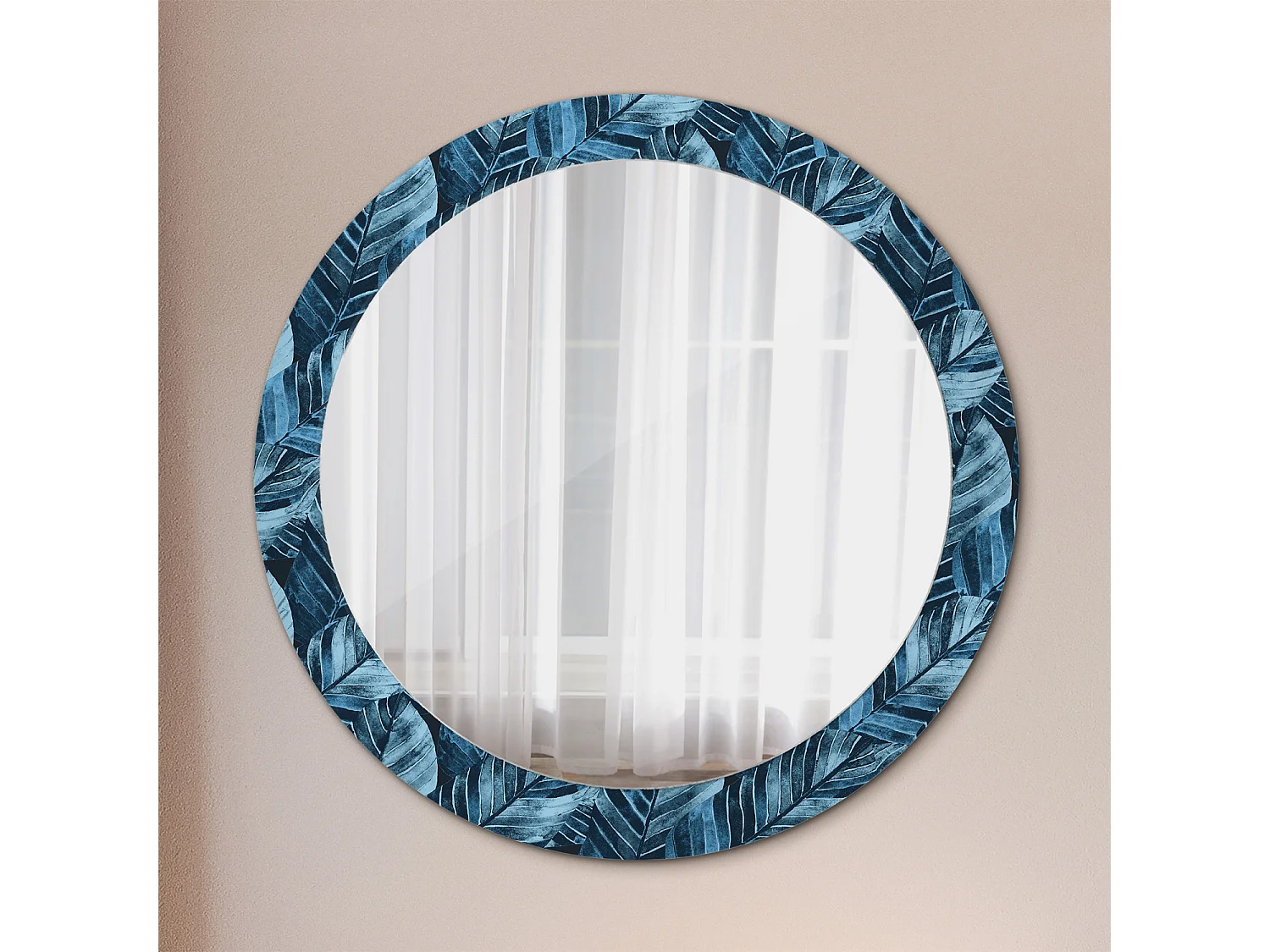 Decoratieve ronde spiegel - junglebladeren - 80 cm