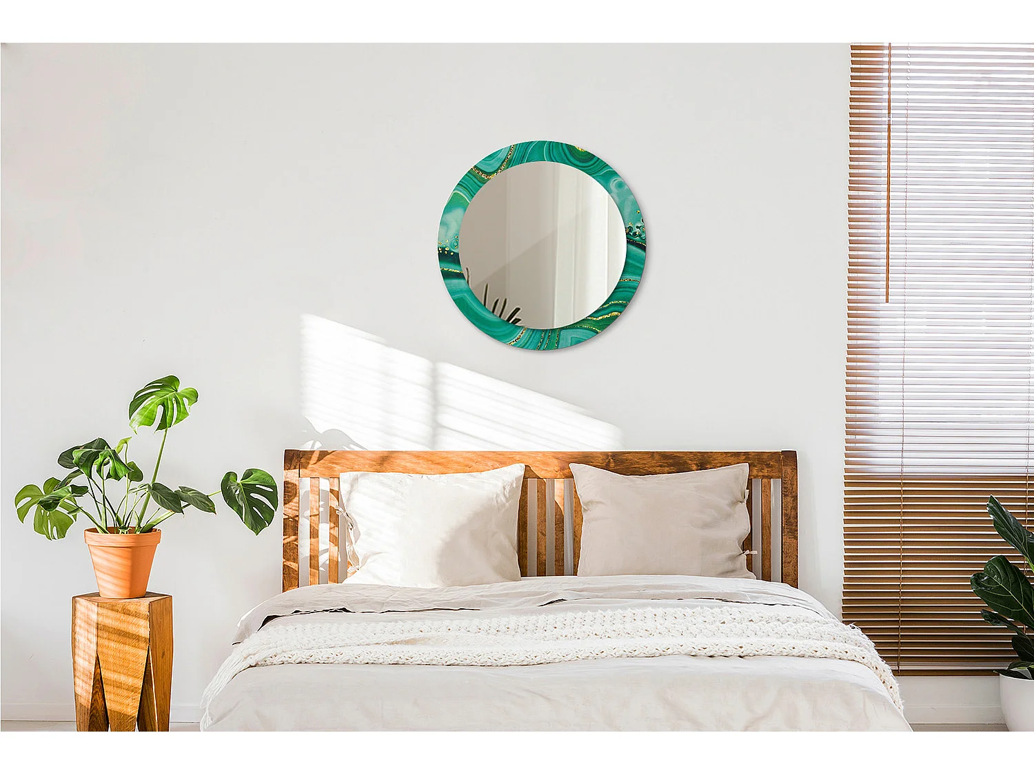 Ronde decoratieve spiegel - agaatmarmer - 60 cm