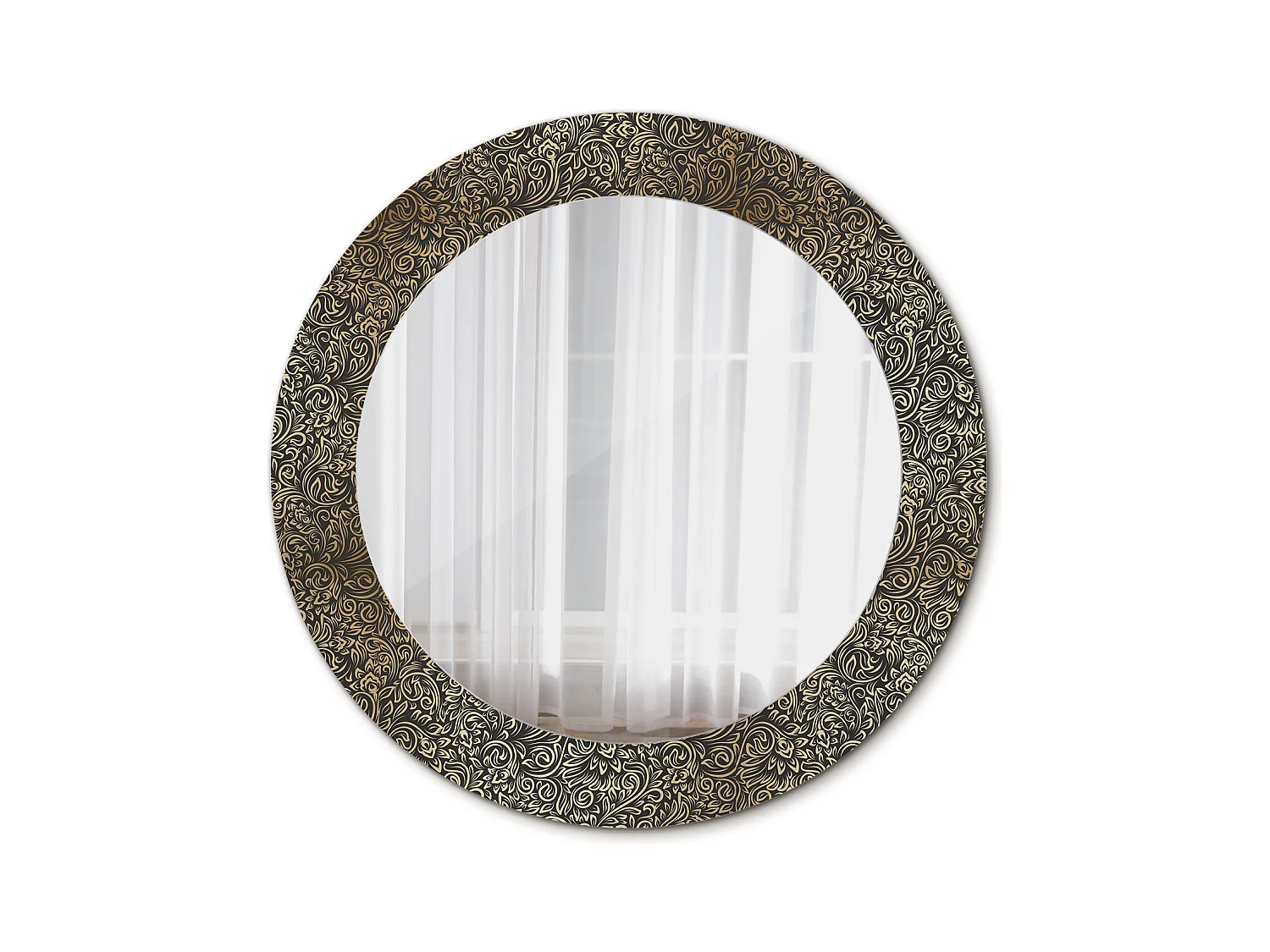 Miroir rond décoratif - Ornement floral - 70 cm