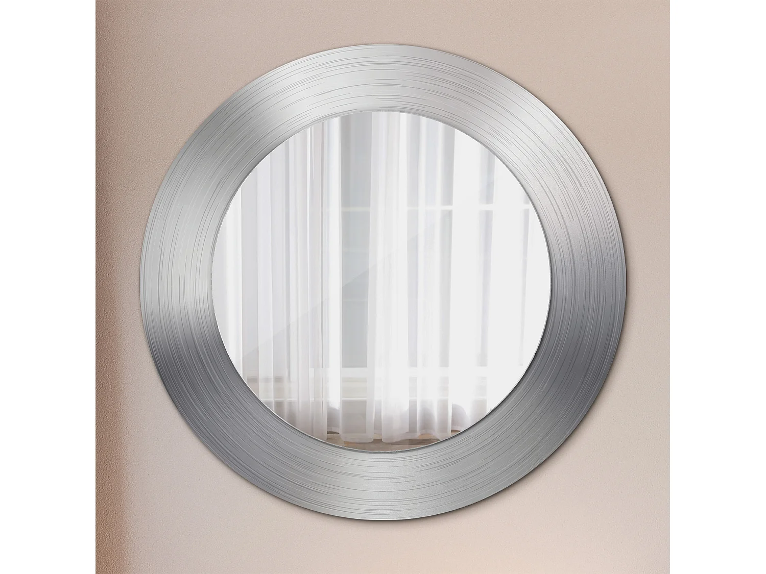 Miroir rond décoratif - Imitation métal - 50 cm