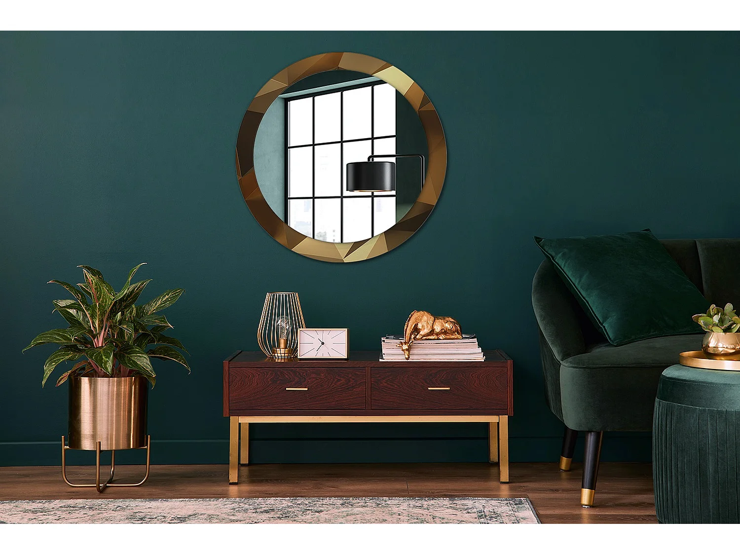 Dekorativer runder Spiegel - Geometrisches Muster - 80 cm