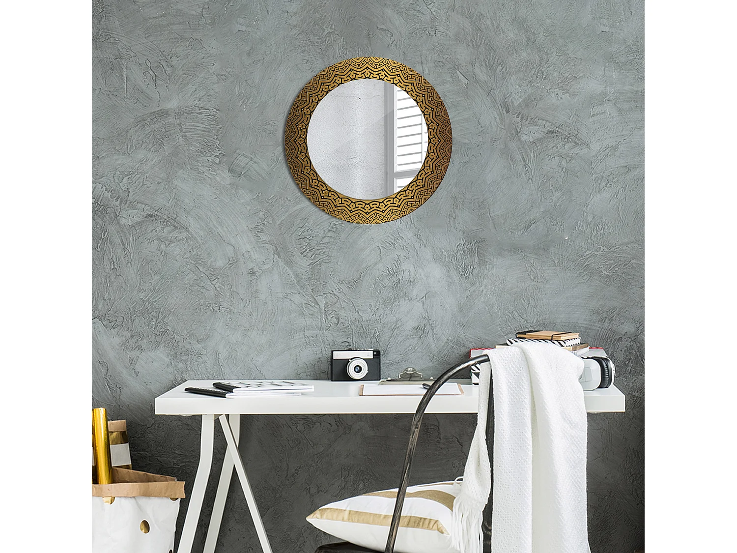 Decoratieve ronde spiegel - Grieks ornament - 50 cm